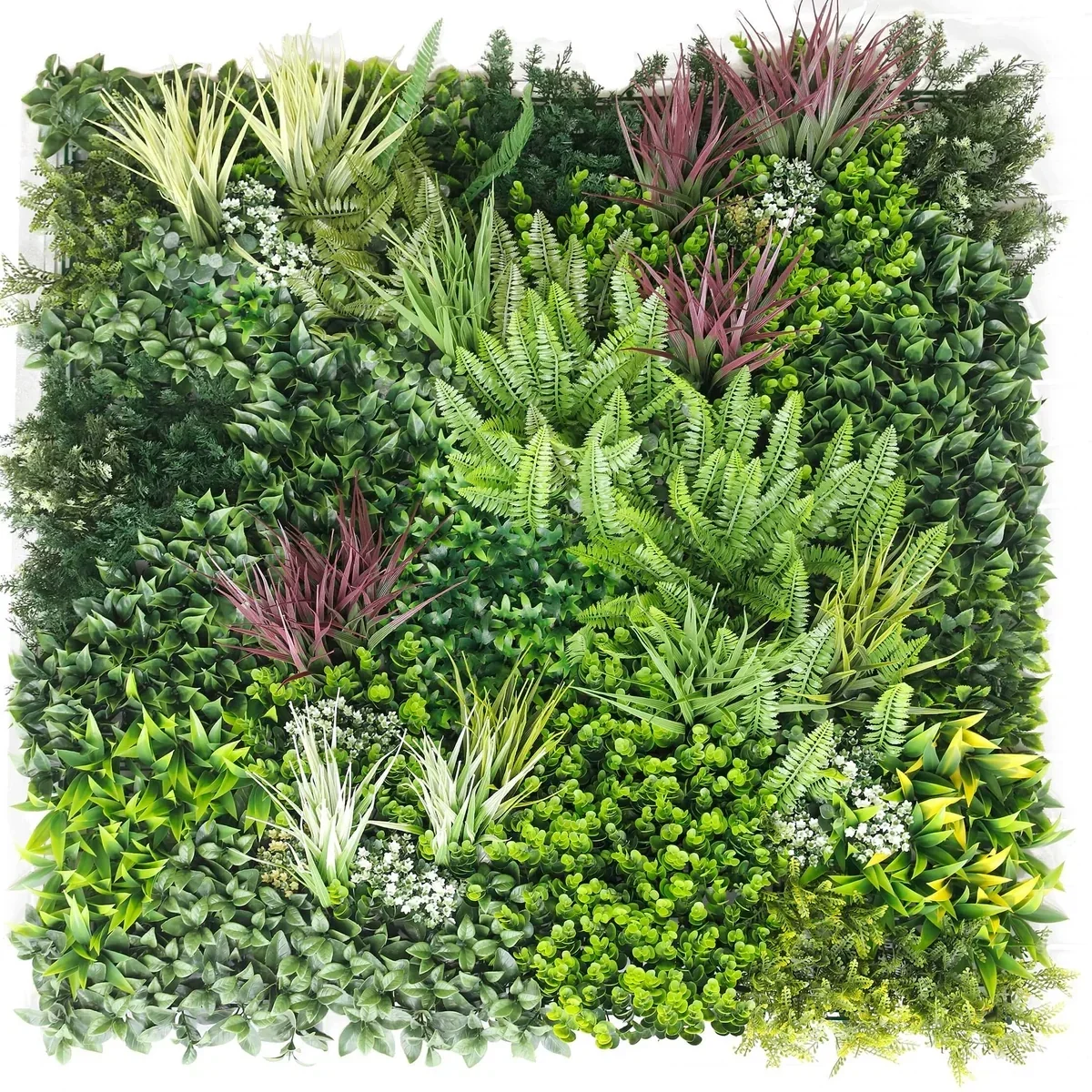 PremiumArtificialGreenWallwithRedGrassesUrbanGreeneryPanel.webp