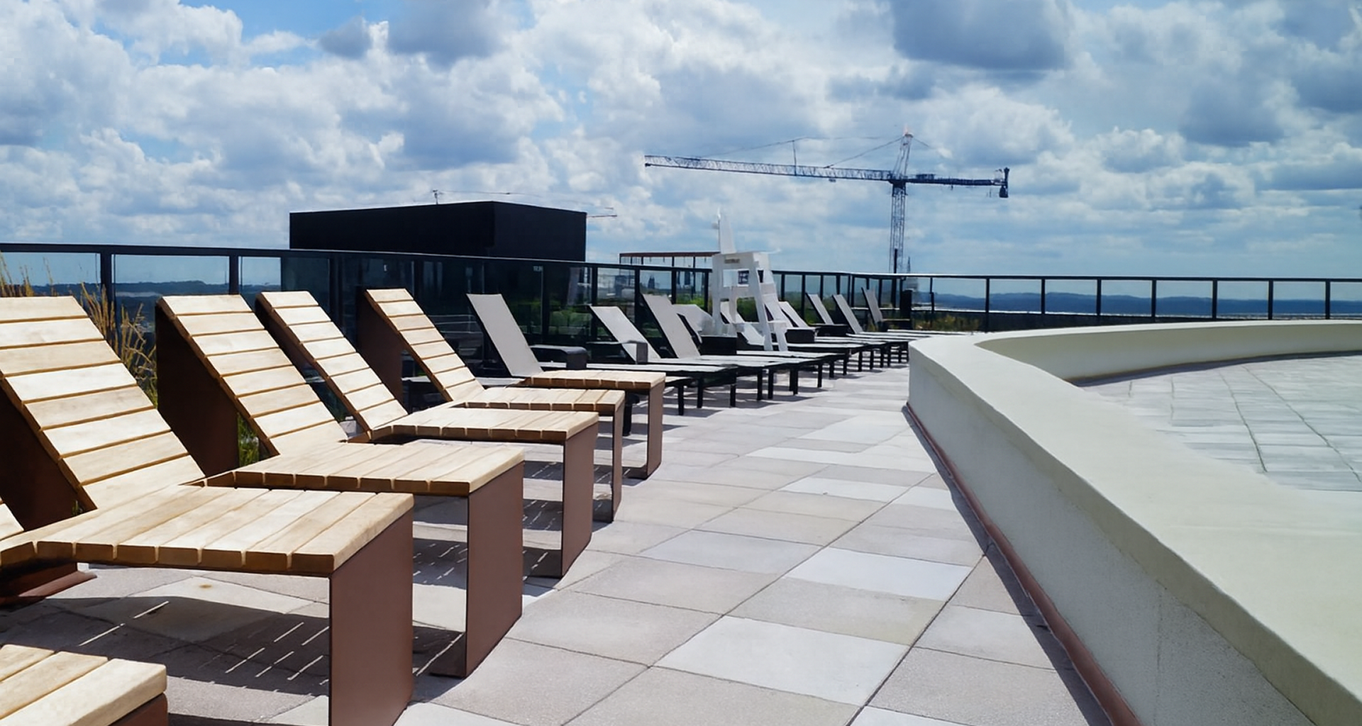 patio furniture on a paver deck with an invisible wind uplift restraint system