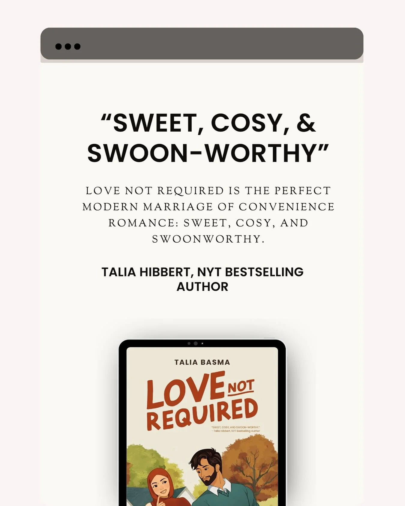Y&rsquo;all don&rsquo;t understand how CRAZY it is to me that one of my favorite authors read Love Not Required. If you enjoy @taliahibbert books then try a different Talia too (me) just be warned while hers are spicy mine is sweet 🥰

#lovenotrequir