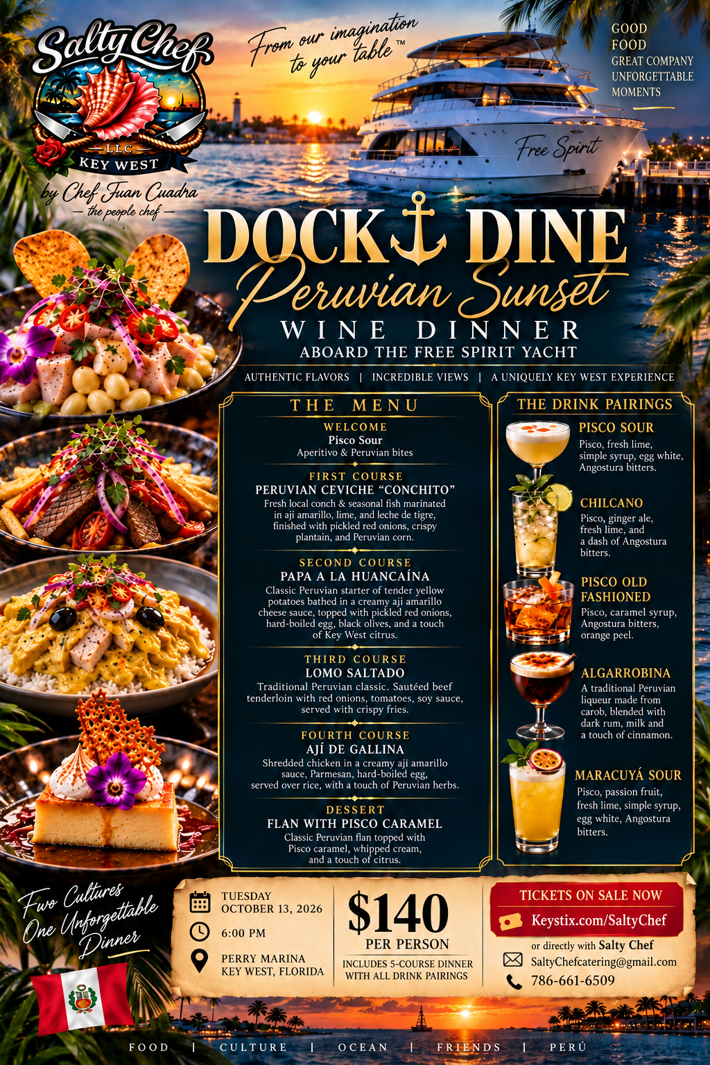 Dock & Dine Peruvian Sunset Dinner