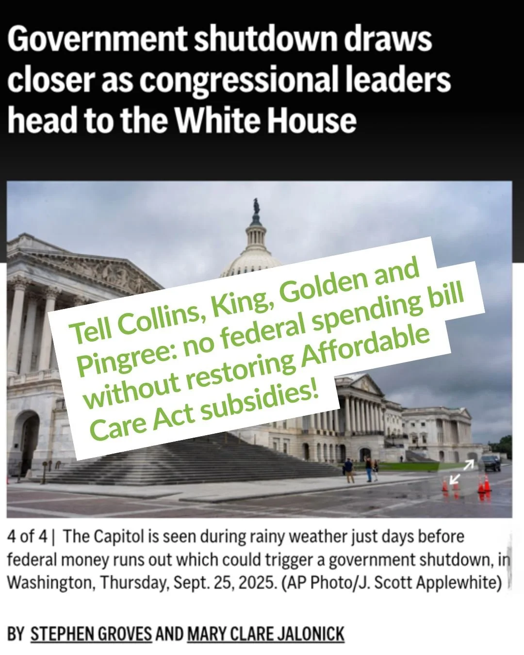 The federal government will shut down on Wednesday if a spending bill isn't passed. Republicans would rather hold the government hostage than restore or maintain funding for healthcare, including funding for Affordable Care Act premium subsidies, whi