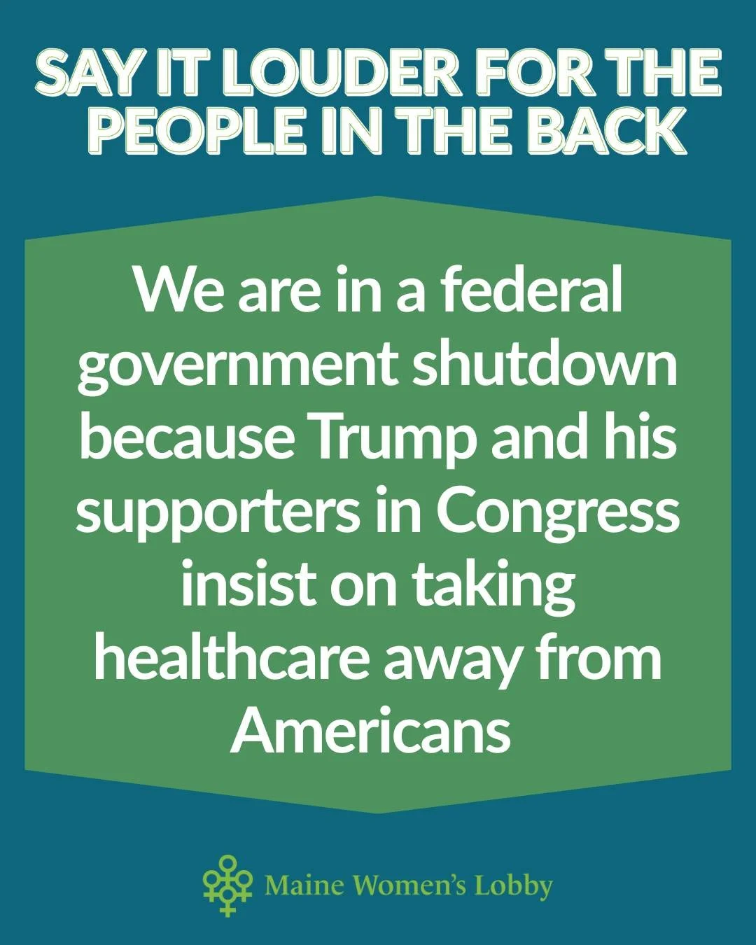 At midnight last night, we entered into a federal government shutdown for one core reason: the Trump administration and the federal congressional majority insist on taking healthcare away from Americans.

Whether it's through not continuing premium s