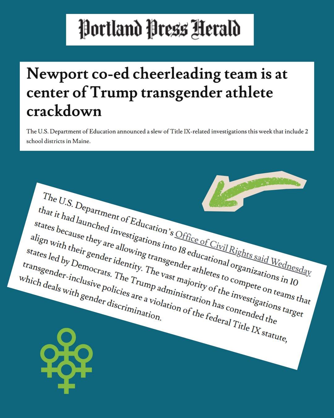 Putting aside the fact that this team is open to all genders - as are most cheerleading teams - the real fact of the matter here is that the Trump Administration's campaign of cruelty against trans people is also a weapon for him to punish states he 