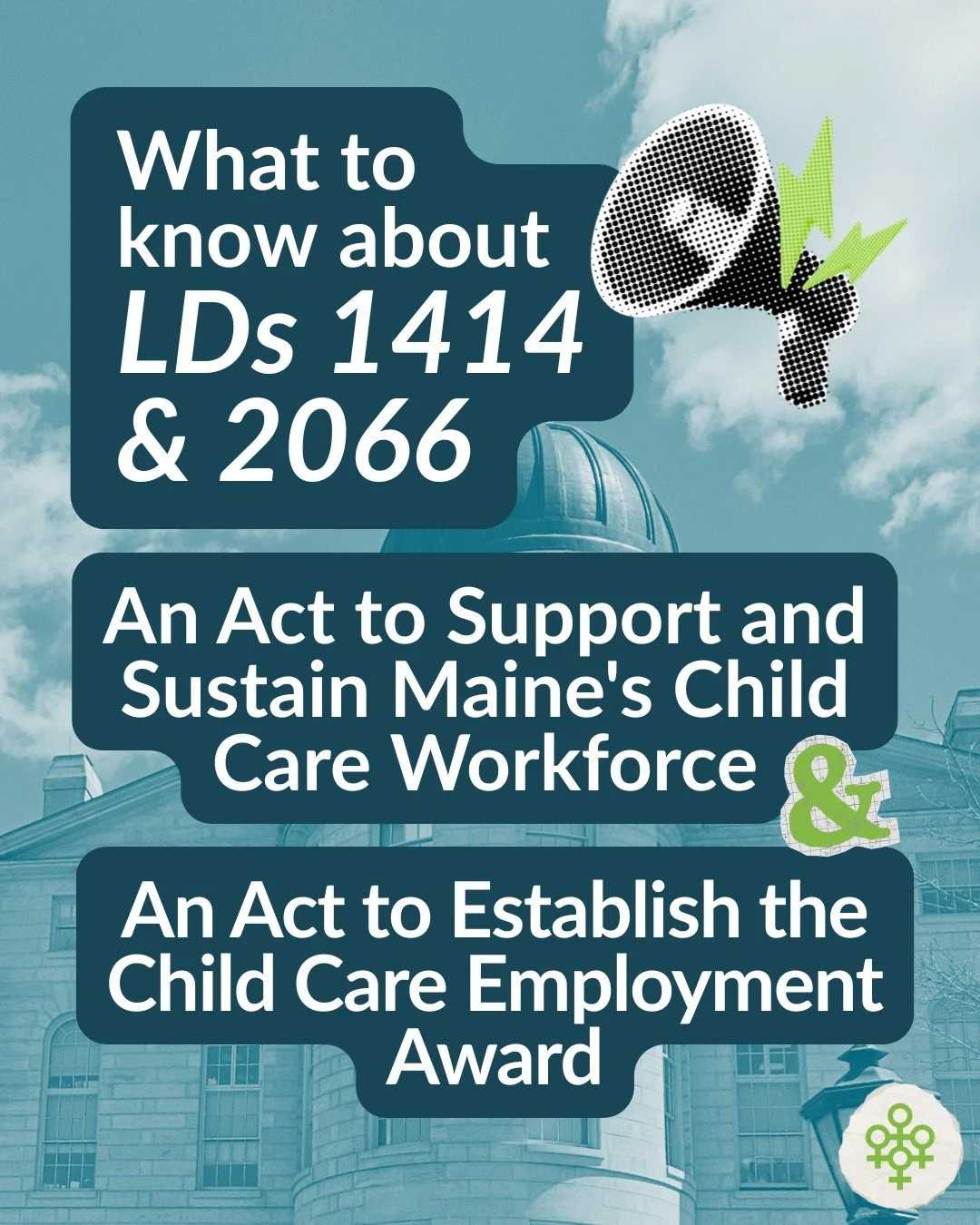 A hearing is set for 1 p.m. this Wednesday, January 21 for two important child care bills: LD 1414, An Act to Support and Sustain Maine's Child Care Workforce, and LD 2066, An Act to Establish the Child Care Employment Award.

Both these bills will a