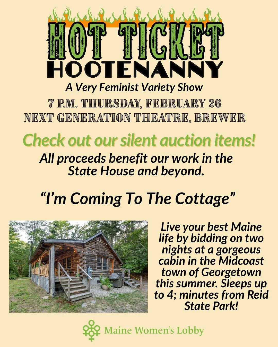 The Hot Ticket Hootenanny: A Very Feminist Variety Show is this Thursday, February 26 in Brewer - get your tickets at the link in our bio! 

In addition to the fab array of performers, we've got some extremely cool items to bid on in our silent aucti
