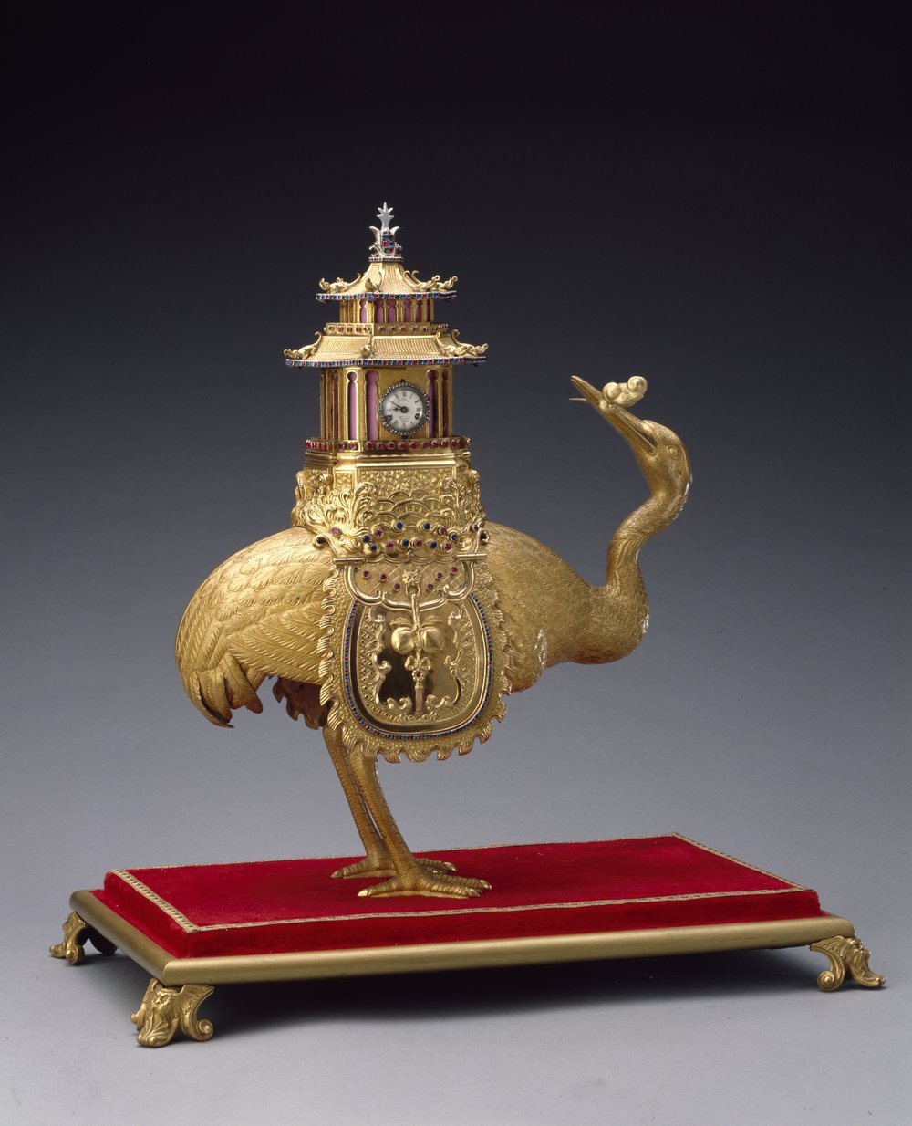 13. 铜镀金仙鹤驮亭式表 Zimingzhong with parts from China and Britain © The Palace Museum.jpg
