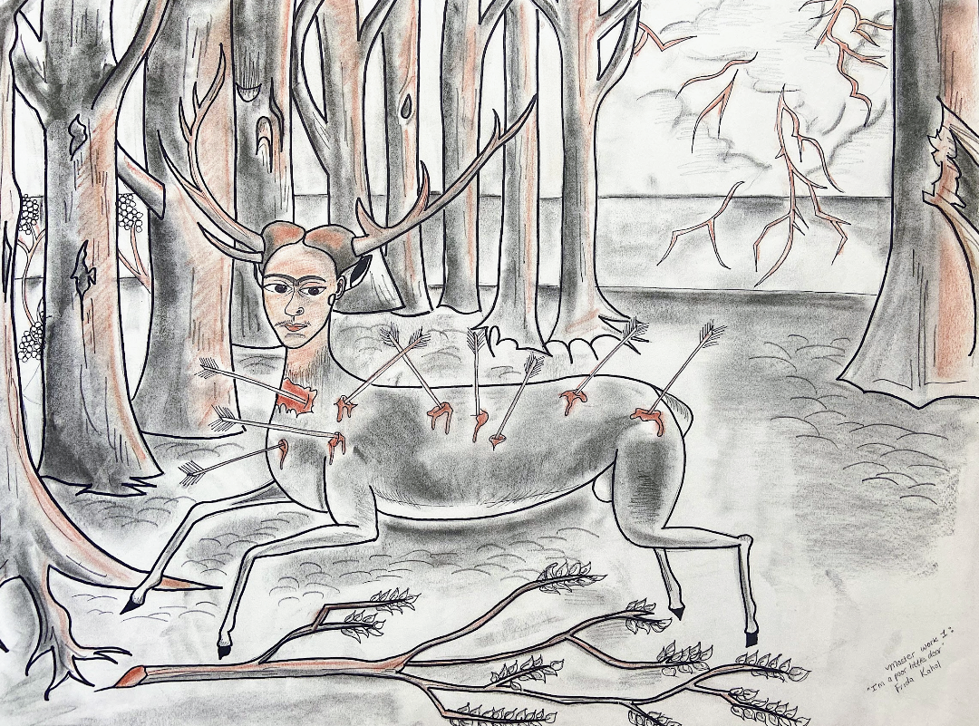 Jaclyn Joyce
Masterwork Replication, "The Wounded Deer by Frida Kahlo," 2013
Charcoal and india ink