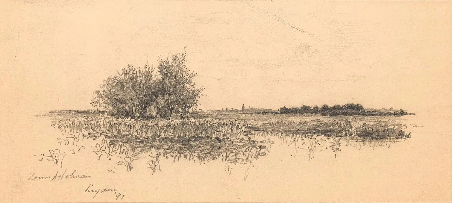 Louis A. Holman, Linden, 1891, Pencil on Paper, $100