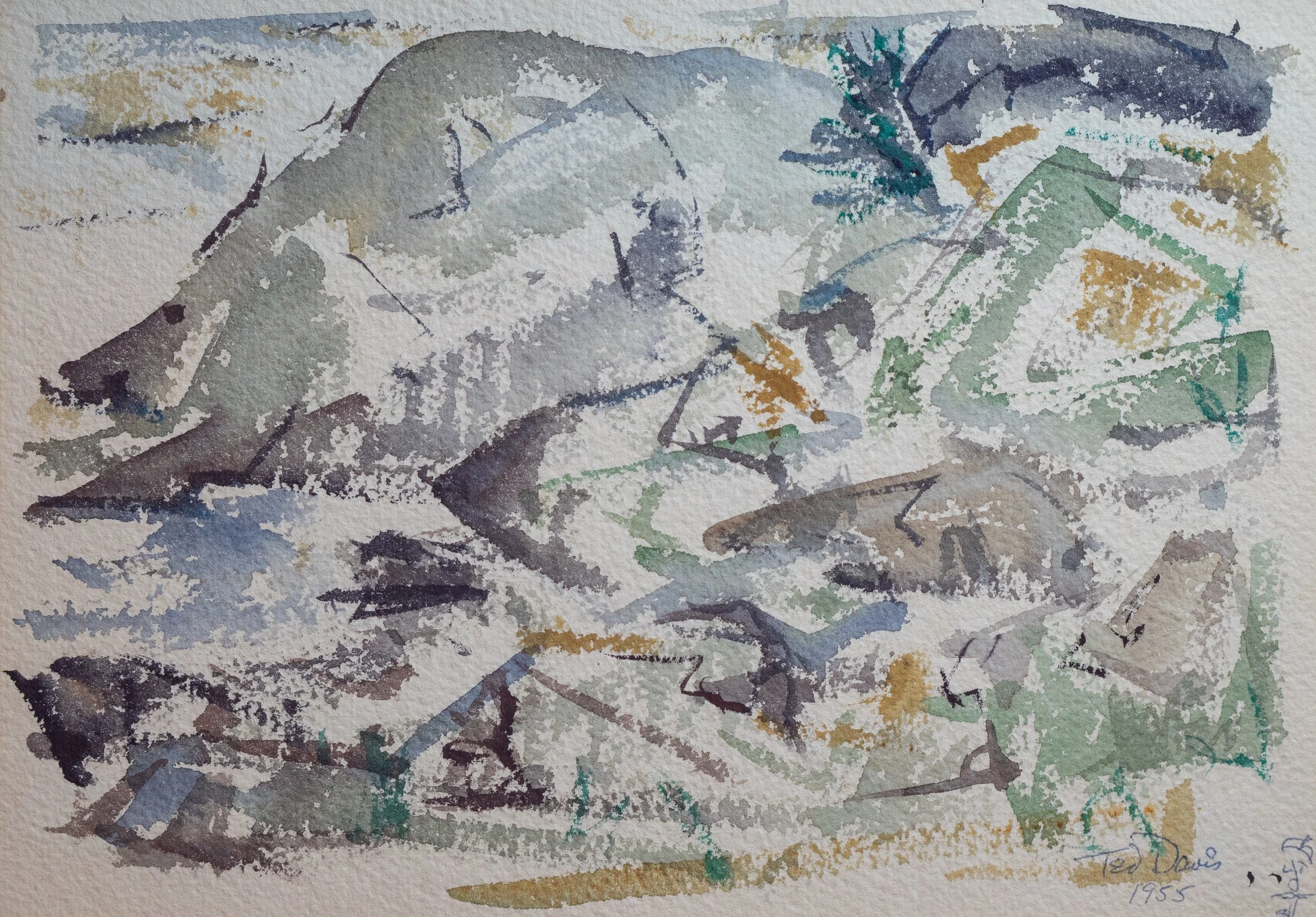 Ted Davis, Hillside, Monhegan, Watercolor on Paper, 7" x 10", $850