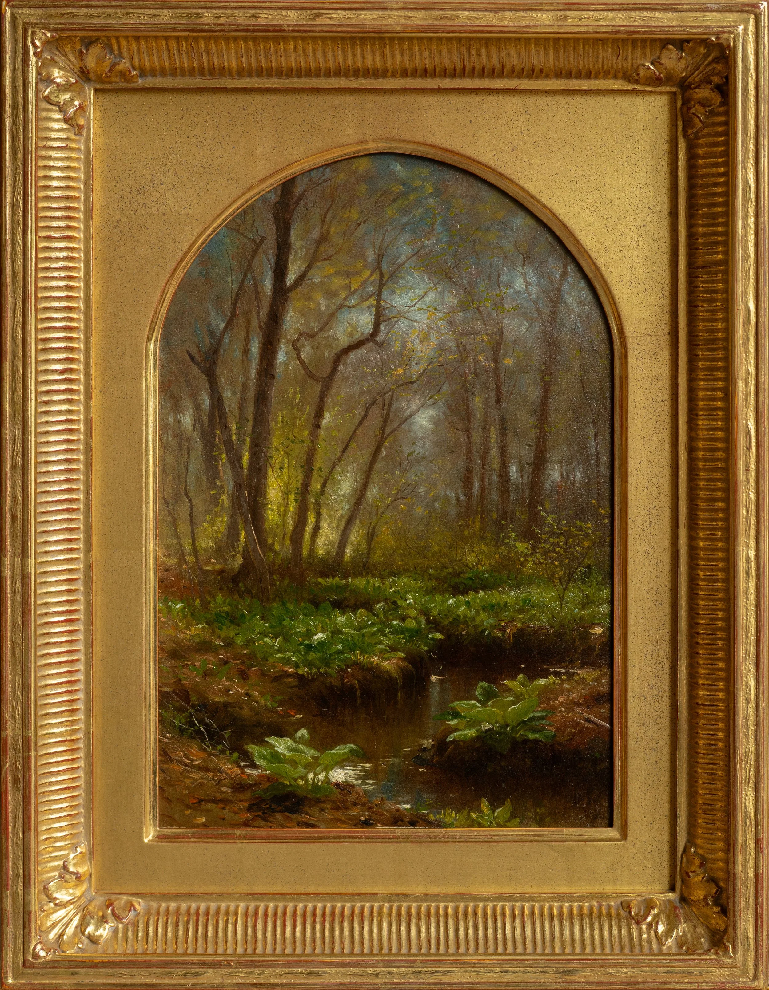Samuel Colman, Forest Stream, Oil on Paper,  12.75" x 8.5", $4,800
