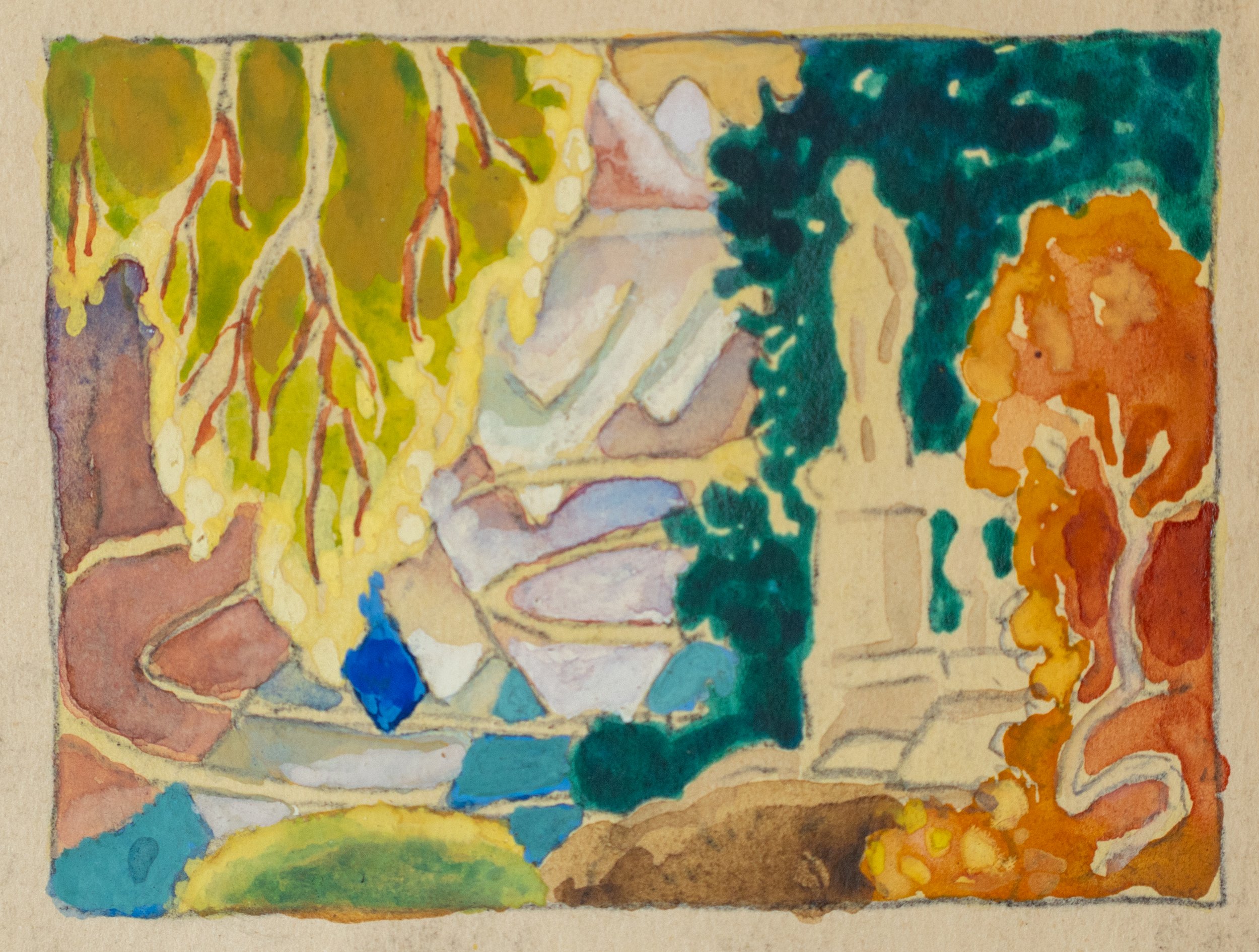 George Davidson, The Monument, Mixed Media on Paper, 2.5" x 3.25", $150