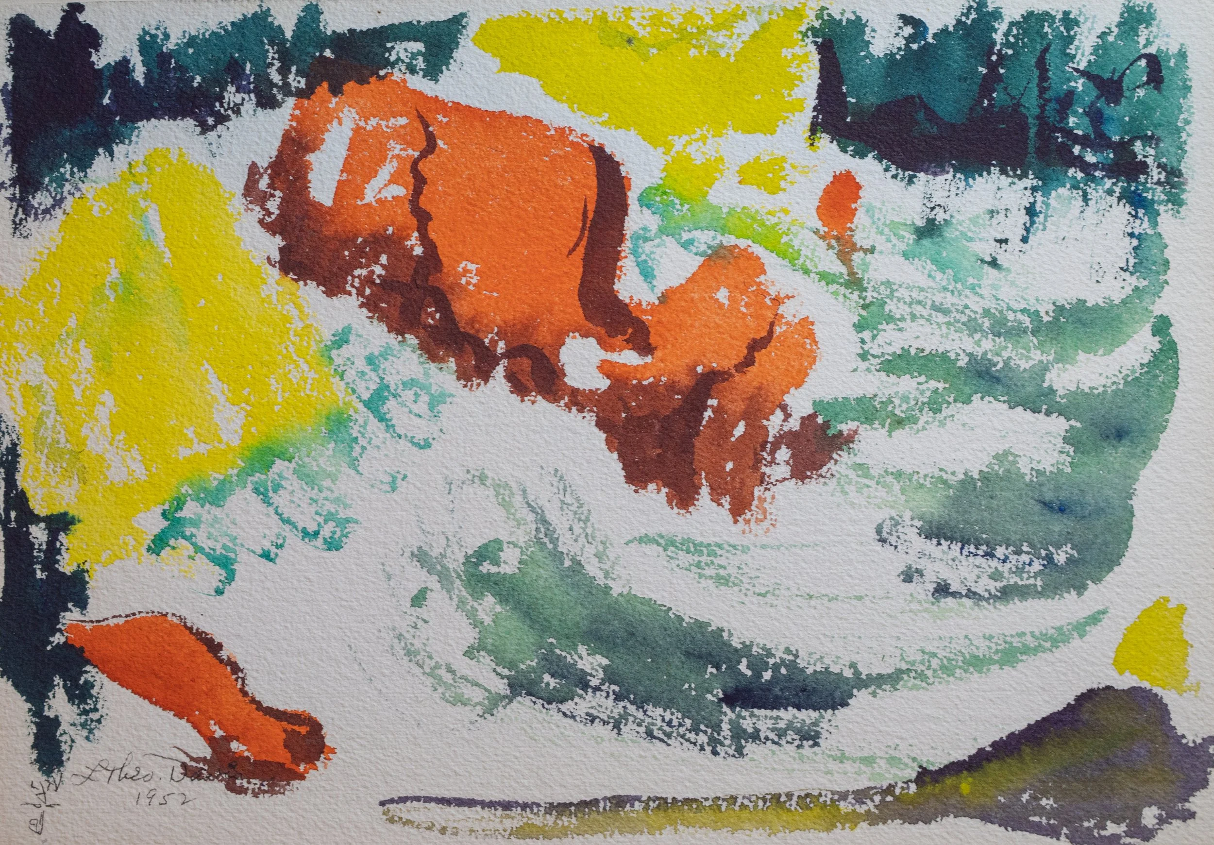 Ted Davis, Abstract Composition, Monhegan, Watercolor on Paper, 7" x 10", $850