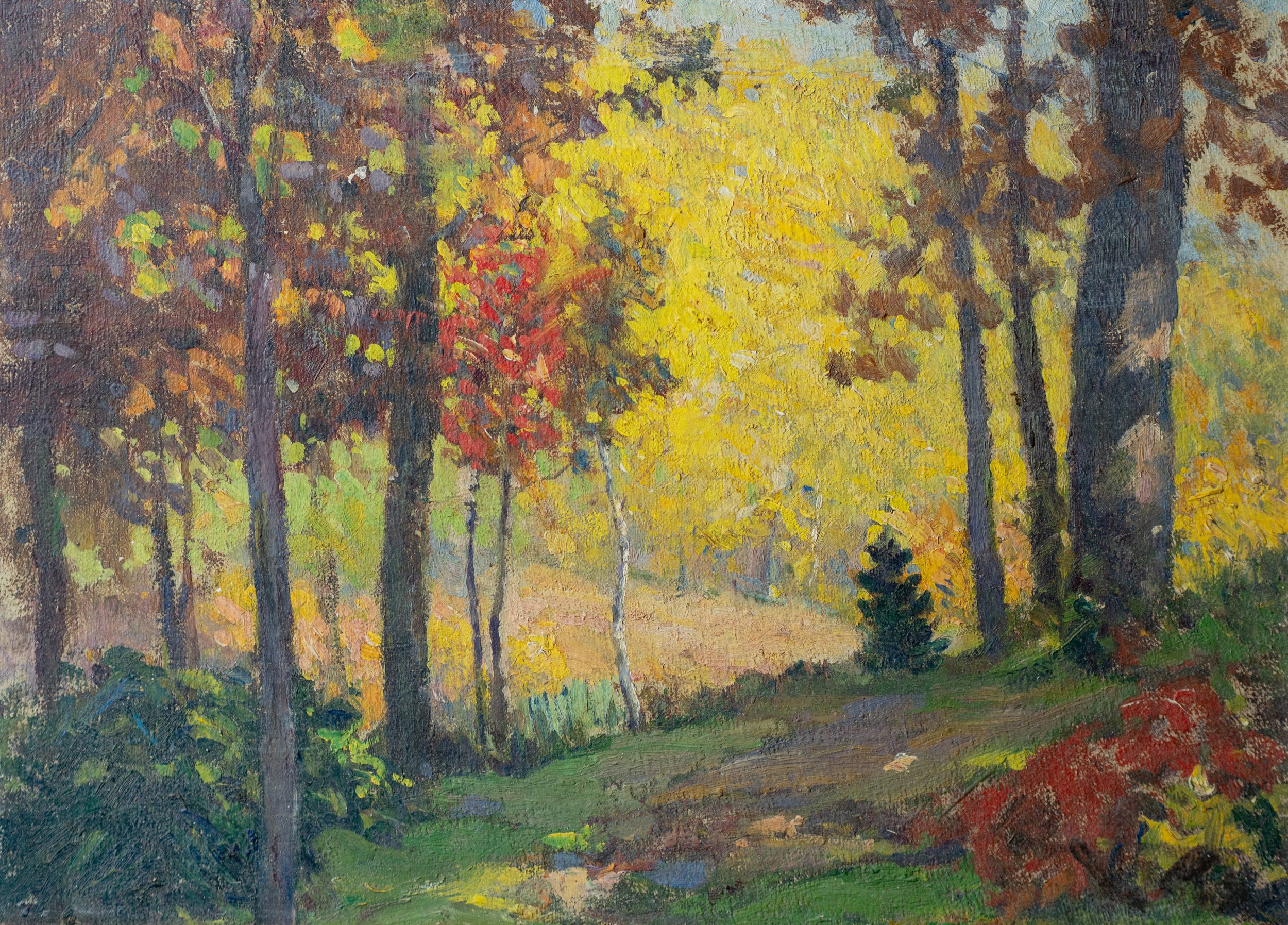 American School, Autumn Glen, Oil on Board, 10" x 14", $650