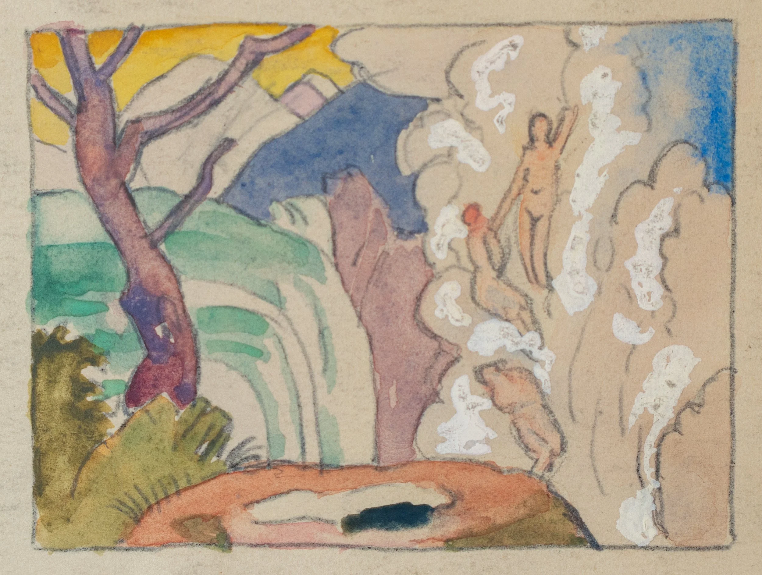 George Davidson, Forest Sprites, Mixed Media on Paper, 2.5" x 3.25", $150