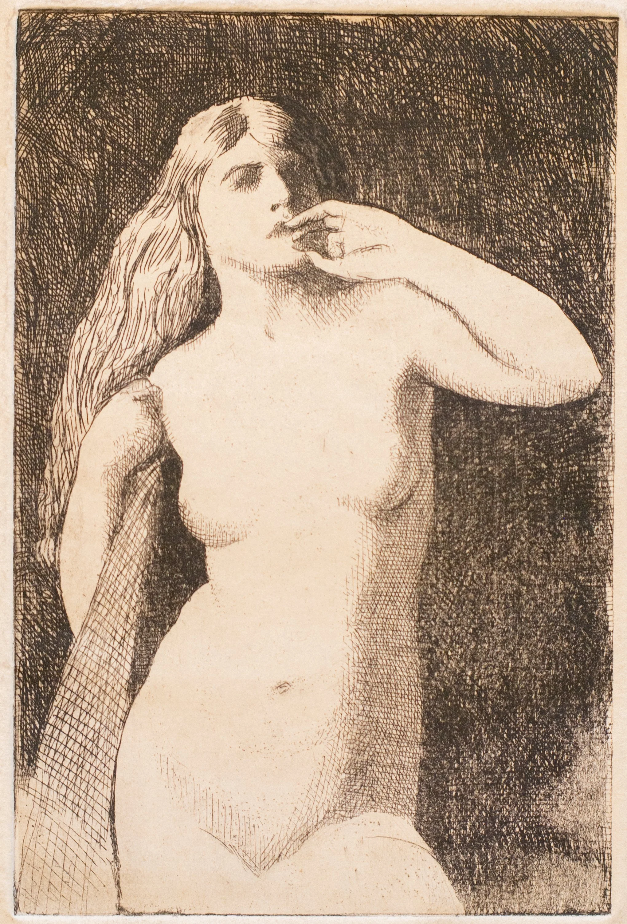 William McGregor Paxton, Nude Portrait, Drypoint Etching, 6" x 4", $500