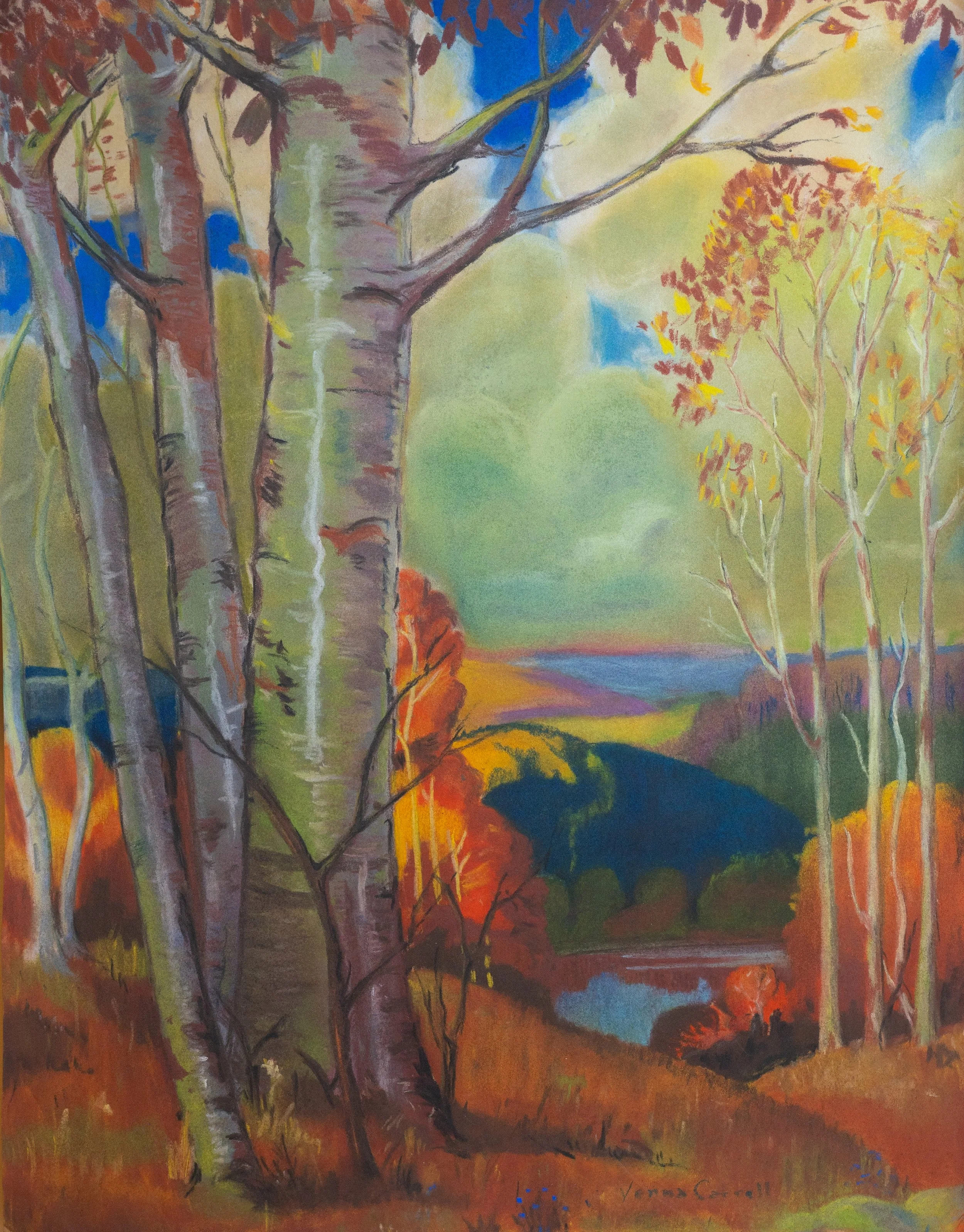 American School (Verna Carrell), Autumn in the Mountains, Pastel on Paper, 13.5" x 10.5", $350
