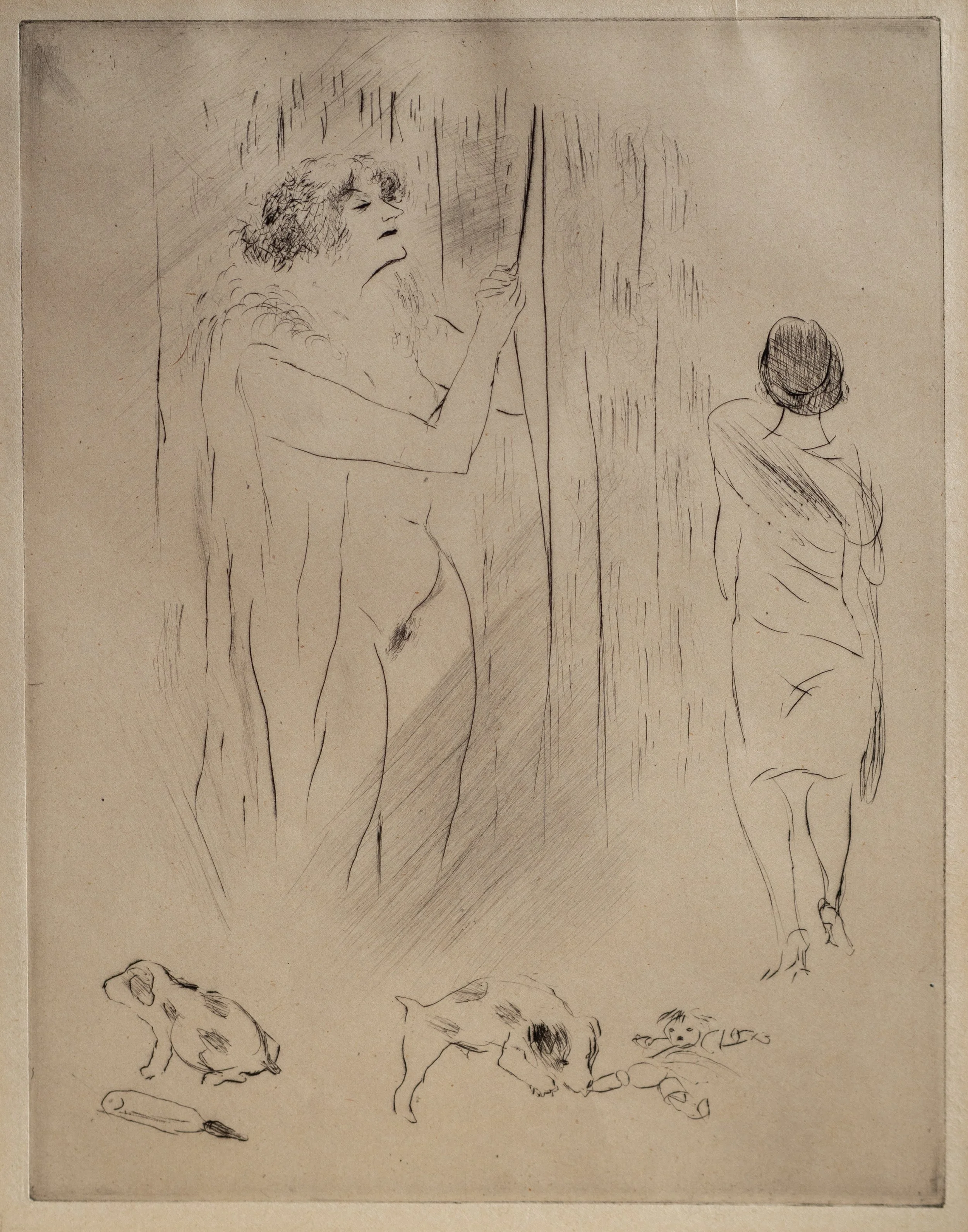 French School, Drypoint Etching, 10" x 7.75", $200
