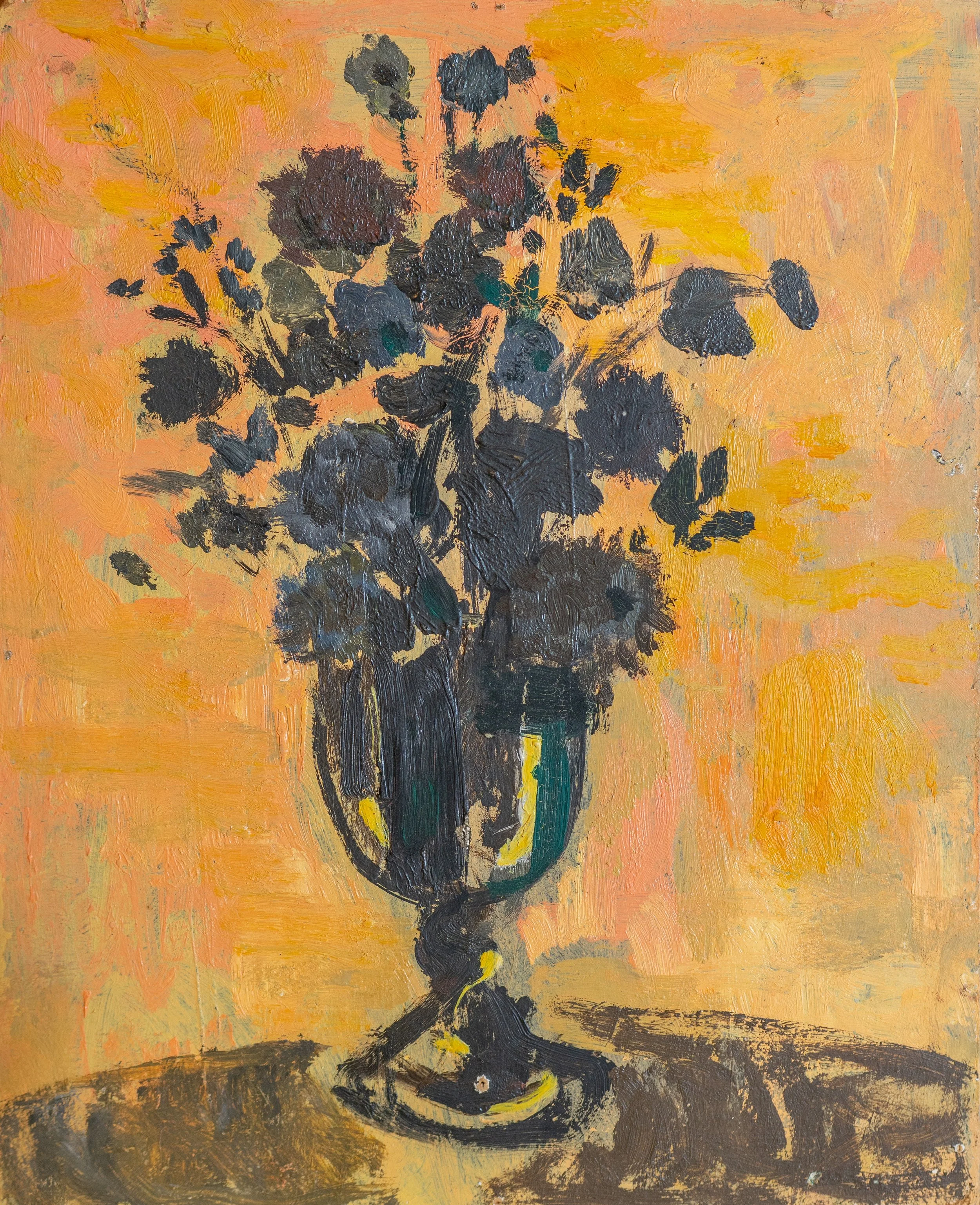 Bernard Lamotte, Flowers, Oil on Board, 16" x 13"