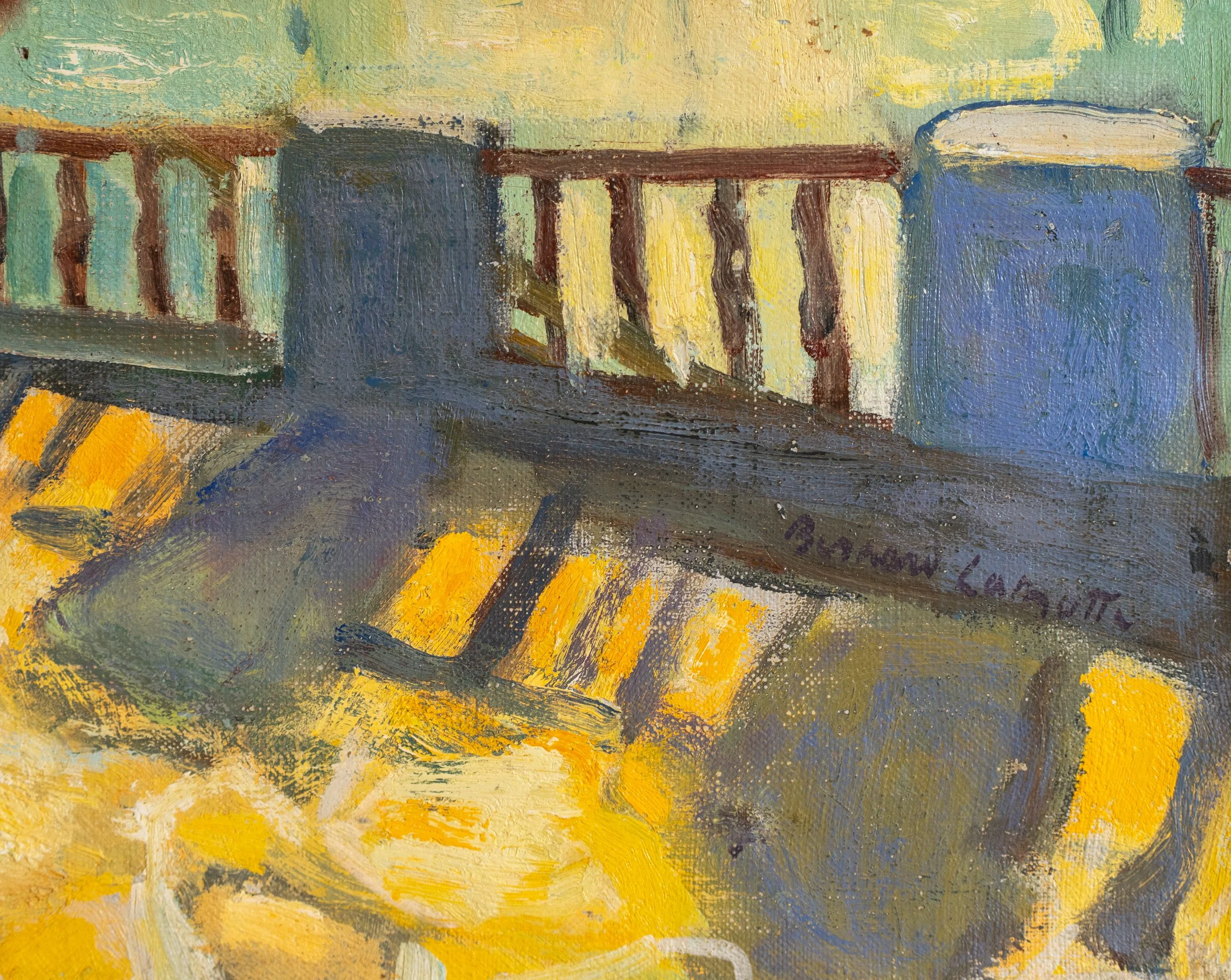 Bernard Lamotte, Quayside Sunlight, Oil on Canvas, 7" x 9"