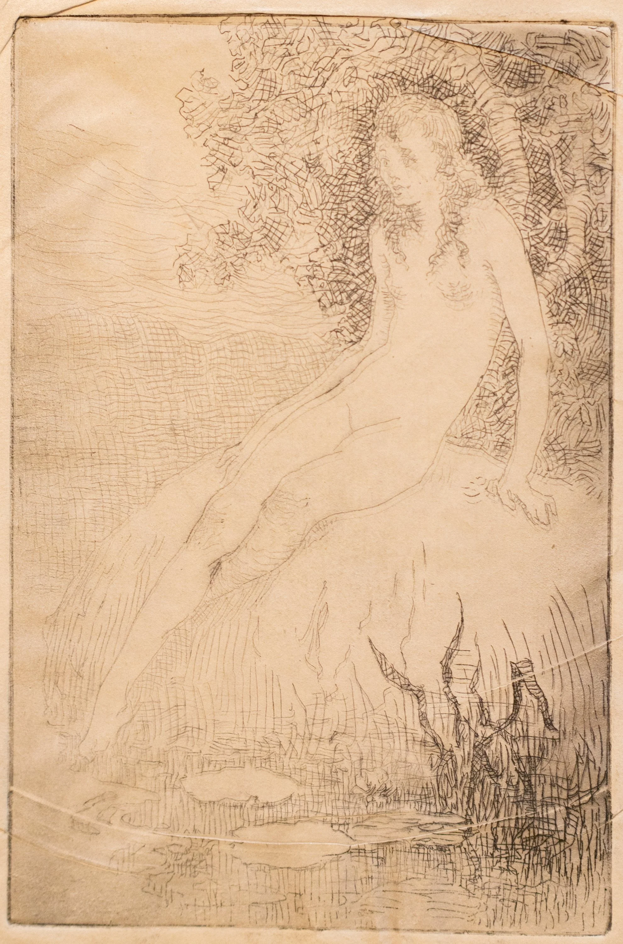 William McGregor Paxton, Bathing, Drypoint Etching, 5.875" x 3.875", $250