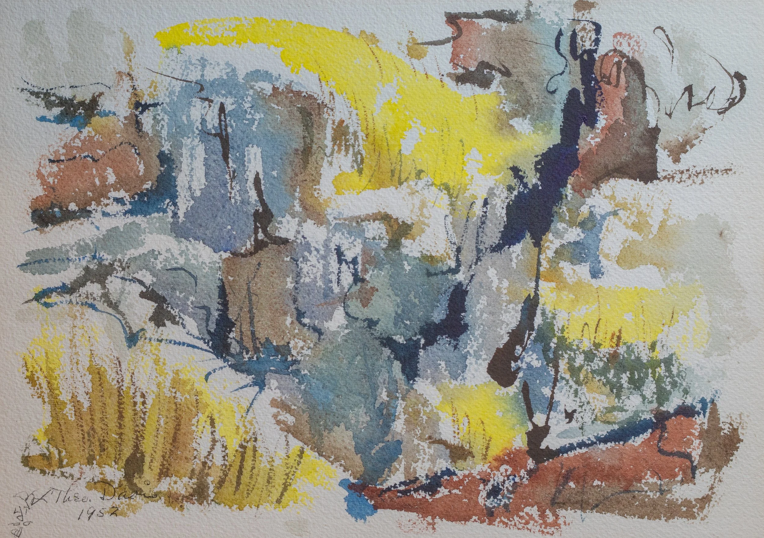 Ted Davis, Ledge and Grass, Monhegan, Watercolor on Paper, 7" x 10", $850