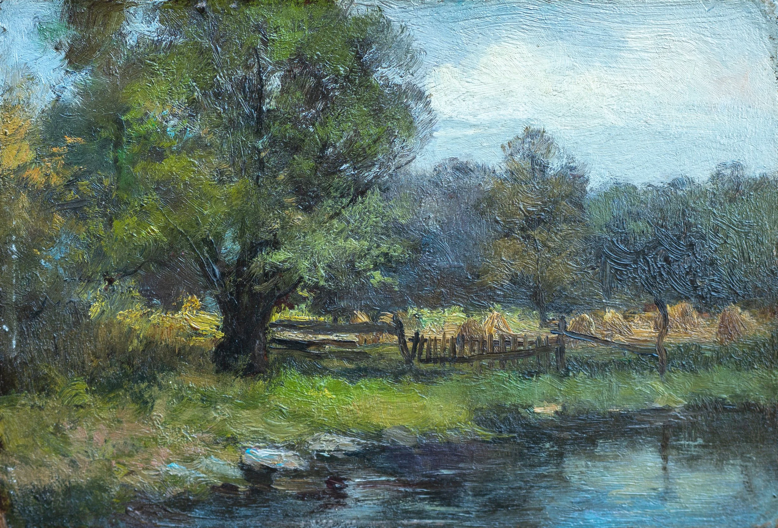 American School, Medfield, Oil on Board, 5.5" x 9", $500