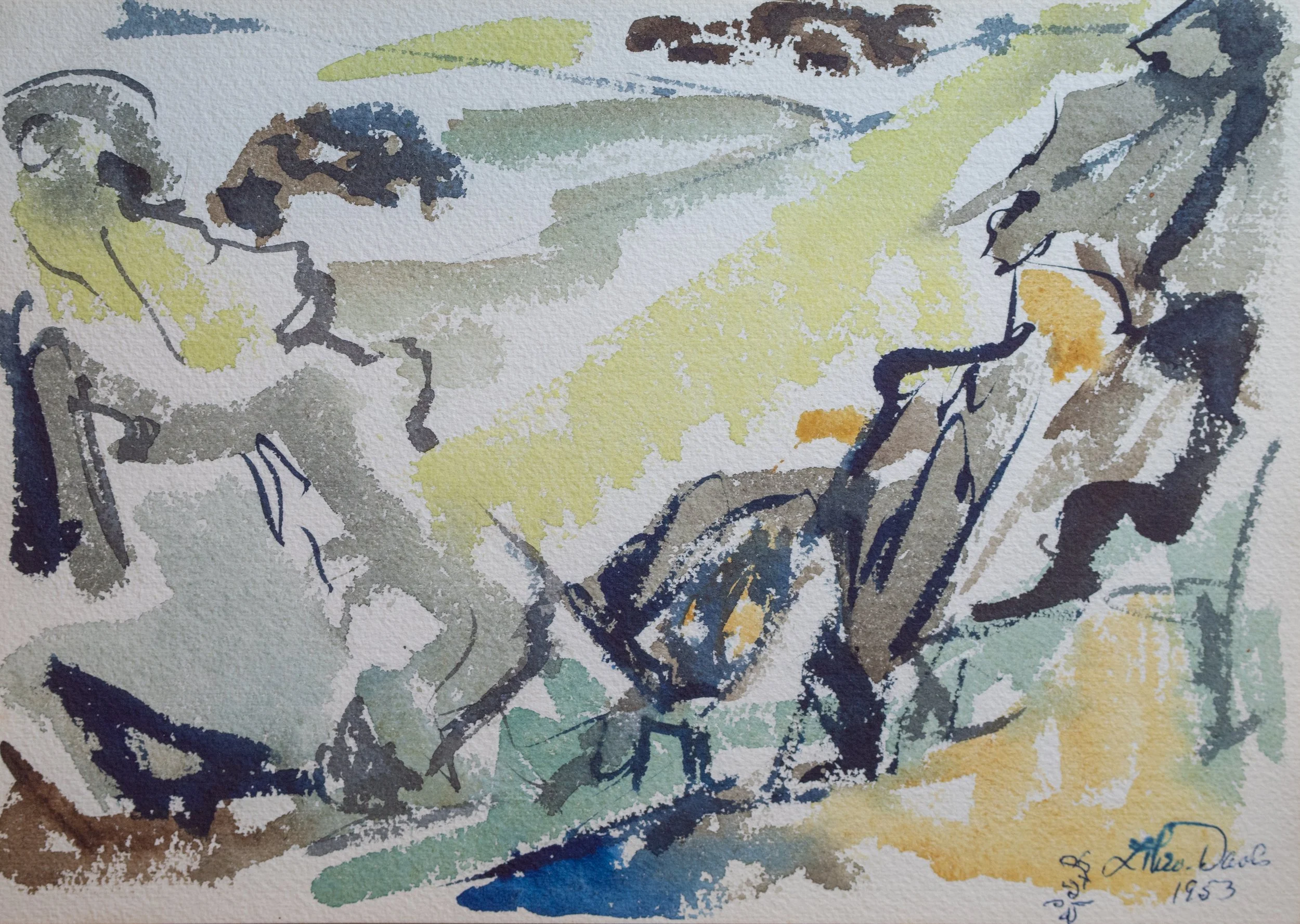 Ted Davis, Rocky Cove, Monhegan, Watercolor on Paper, 7" x 10", $850