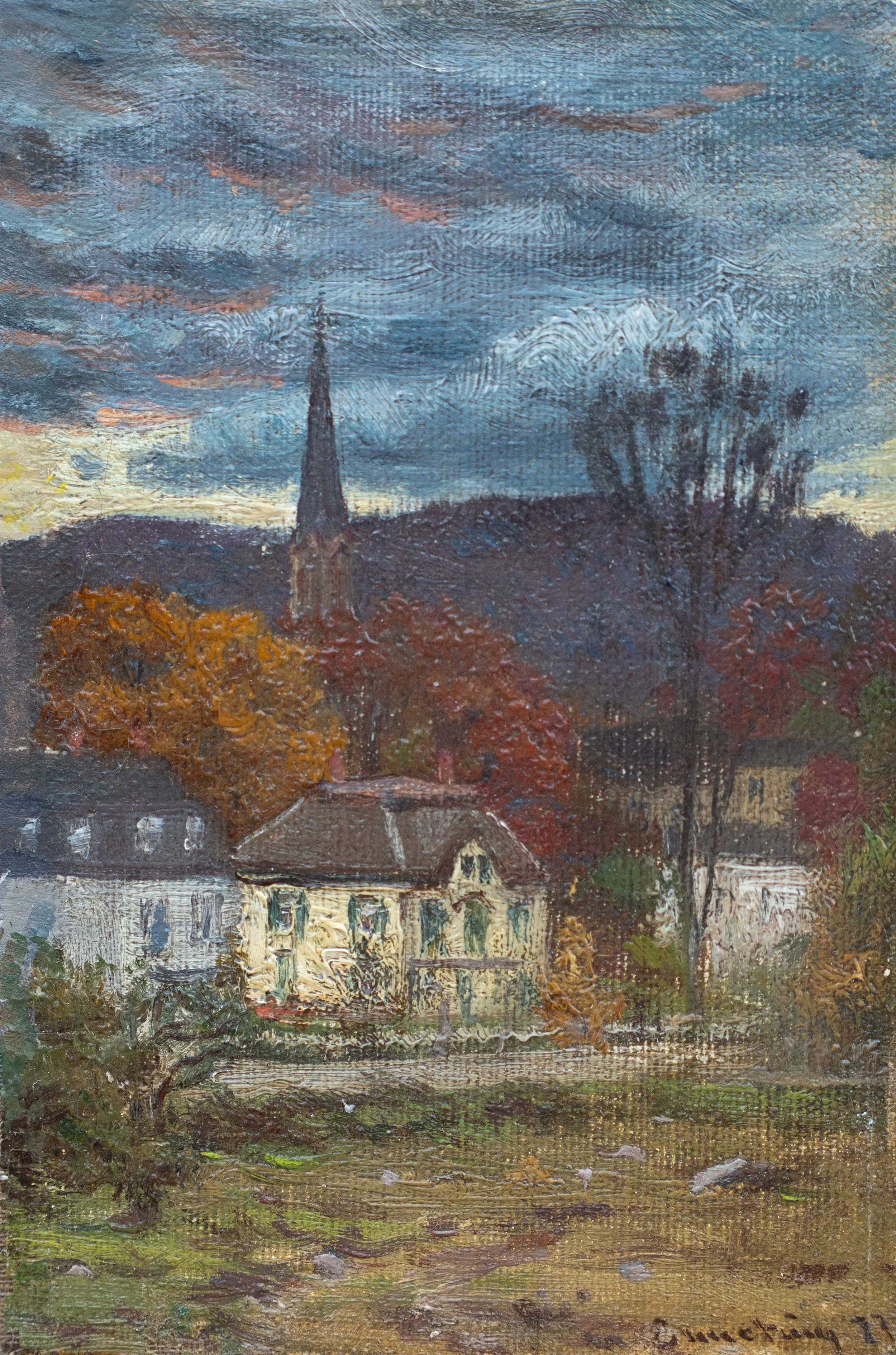 John Joseph Enneking, Hyde Park, 1877, Oil on Board, 6" x 4", $1,400