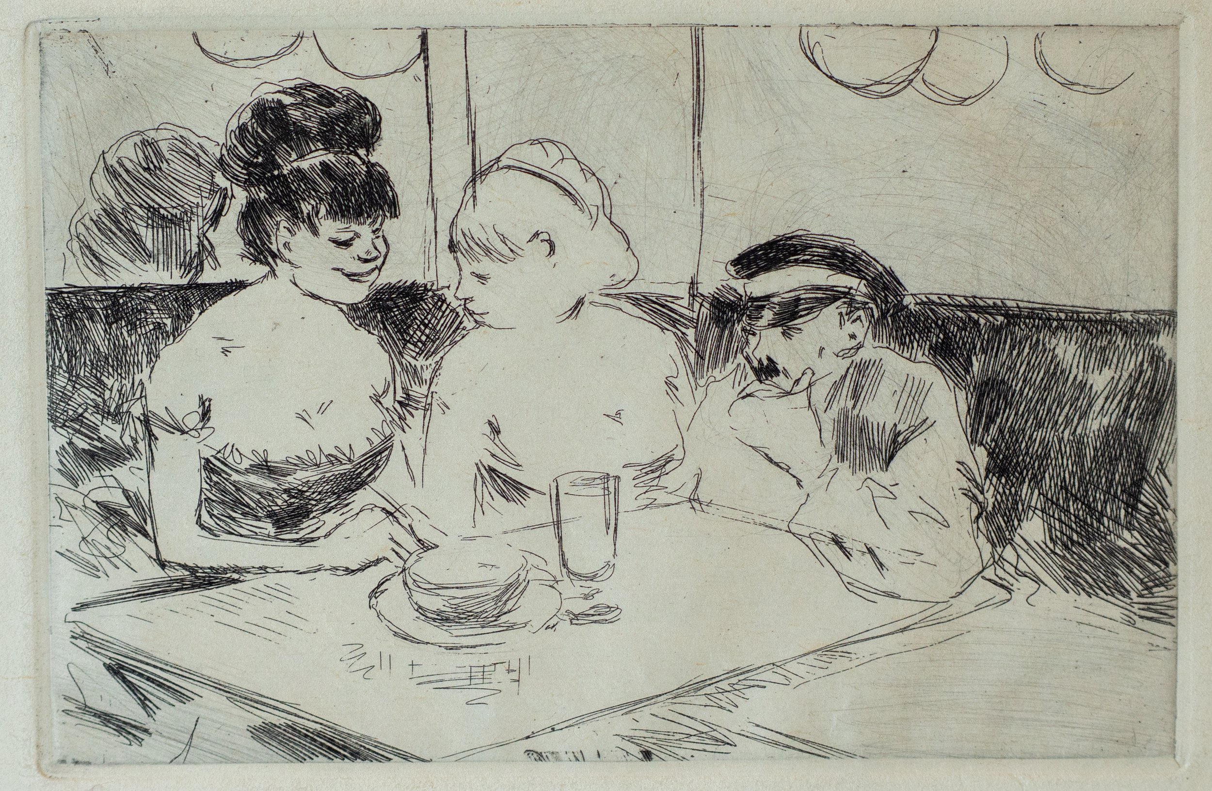 Jean-Louis Forain, Maison Close, Etching, 3.75" x 5.75", $400