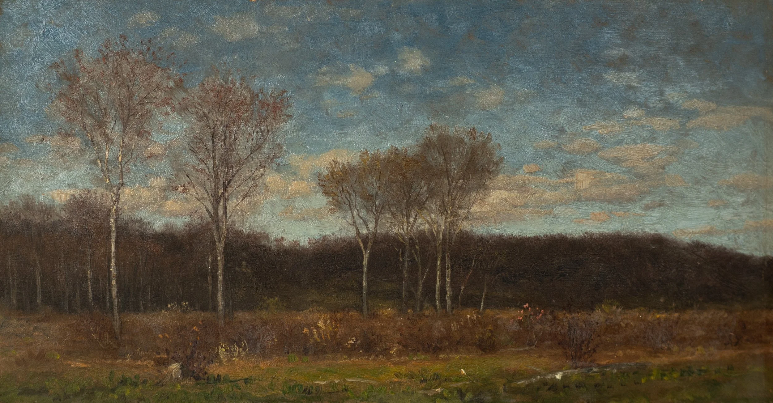 Samuel Colman, Autumn Pasture, Oil on Paper, 6.5" x 12.5", $3,500