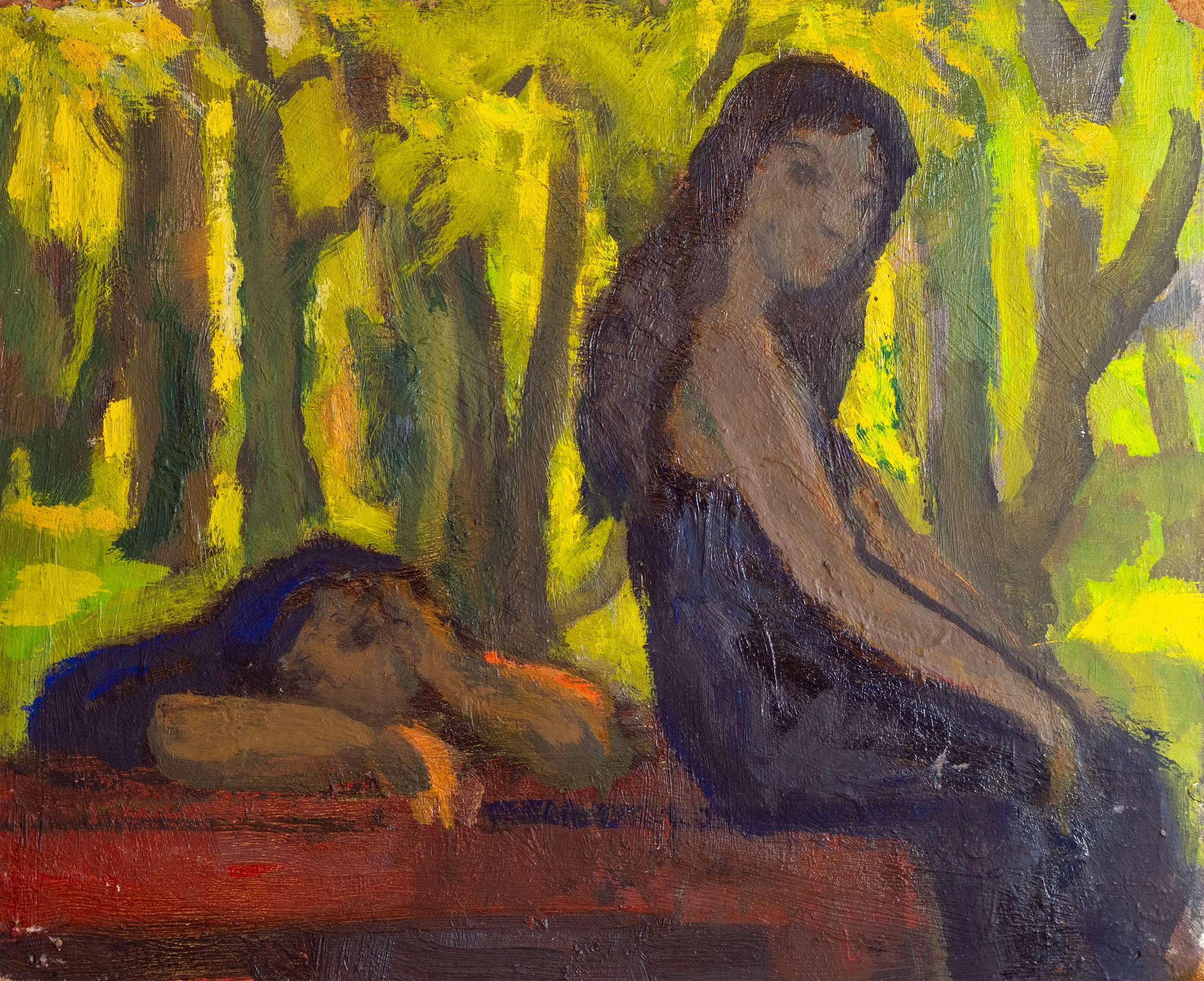 Bernard Lamotte, Forest Sprites, Oil on Board, 13" x 16"