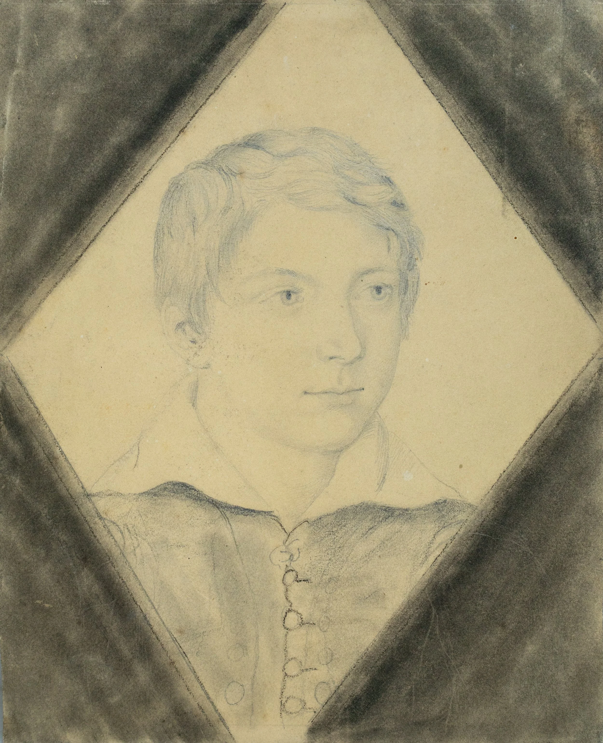 Zacharias Notermann, Portrait of a Boy, Mixed Media on Paper, 4.5" x 3.75", $400