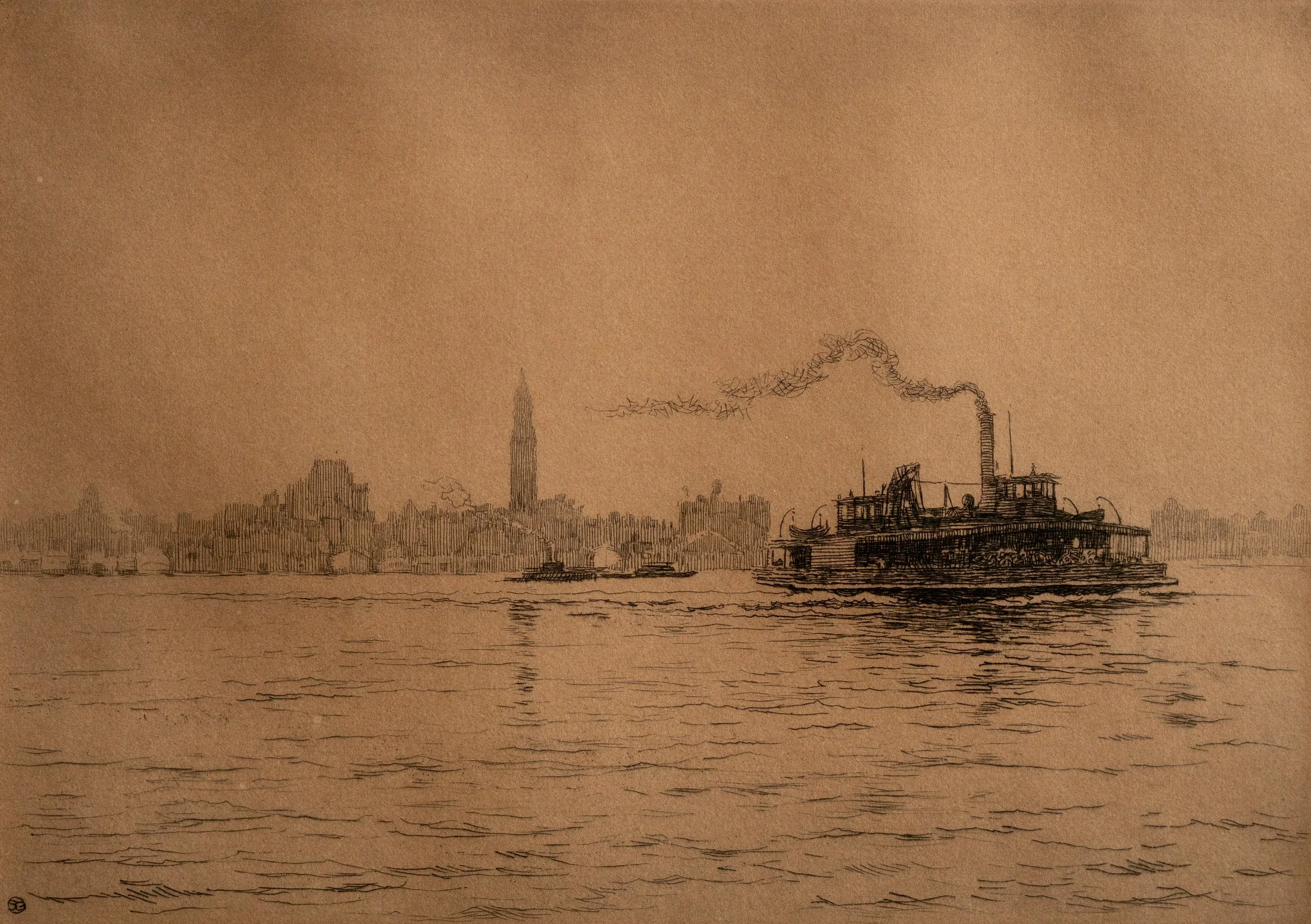 Sears Gallagher, Boston Harbor Tugboat, Etching, 6.75" x 9.75", $100