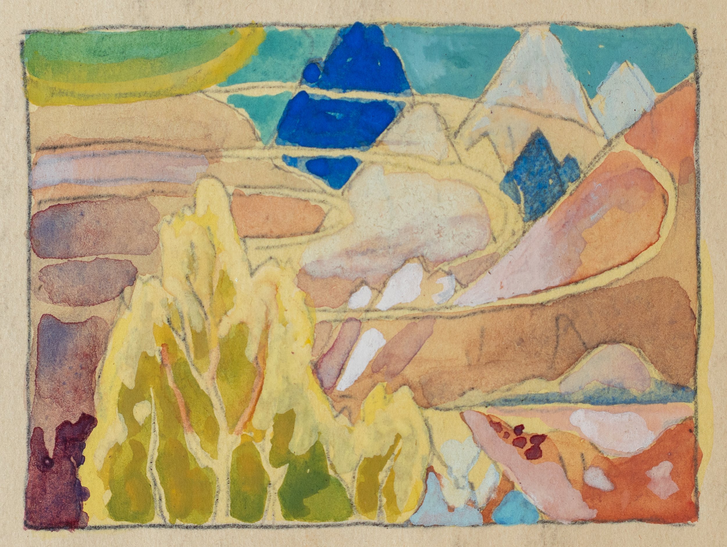 George Davidson, Saturn, Mixed Media on Paper, 2.5" x 3.25", $150