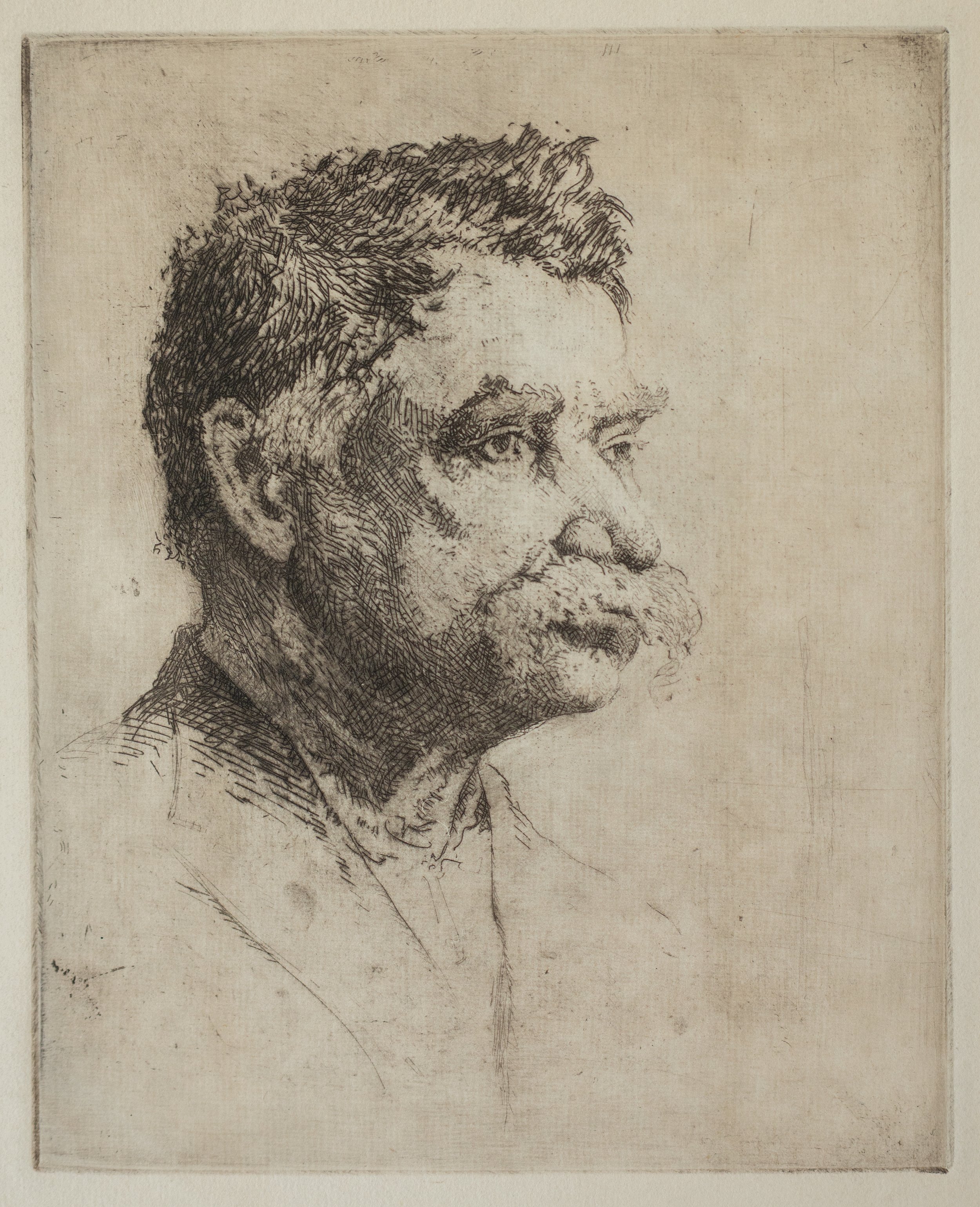 George Davidson, Portrait of a Man, Etching, 7.375" x 6", $100