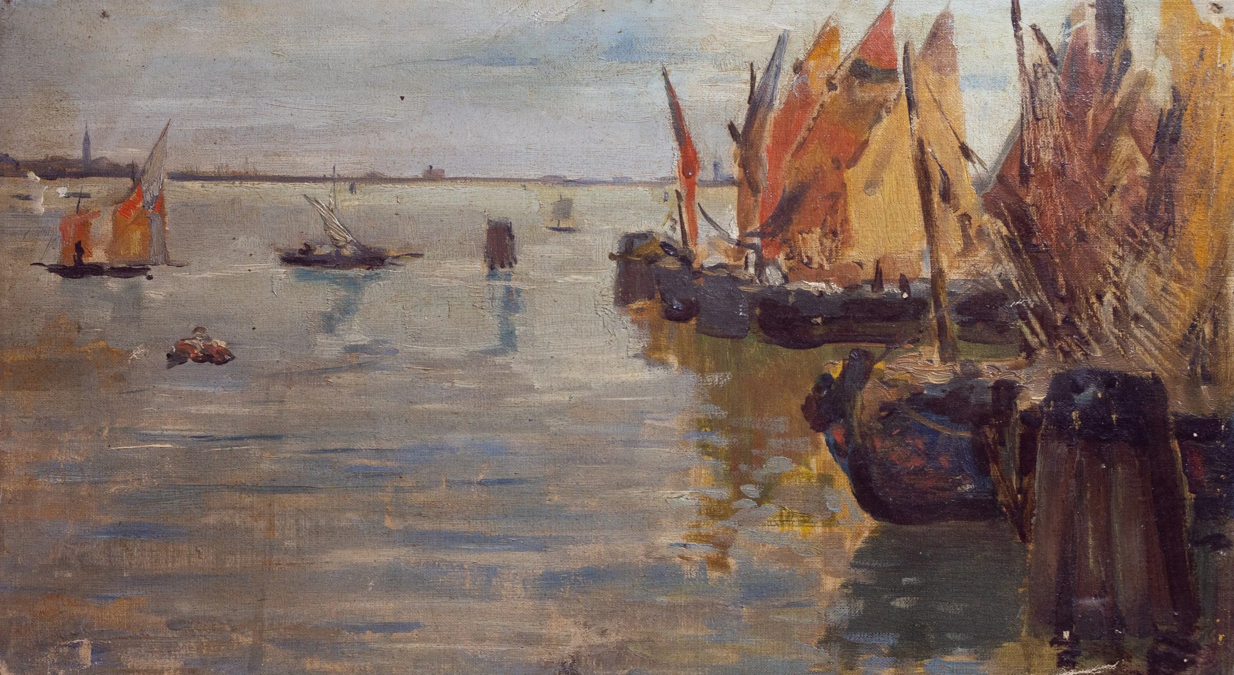 European School, Venice, Oil on Board, 7" x 12.125", $500
