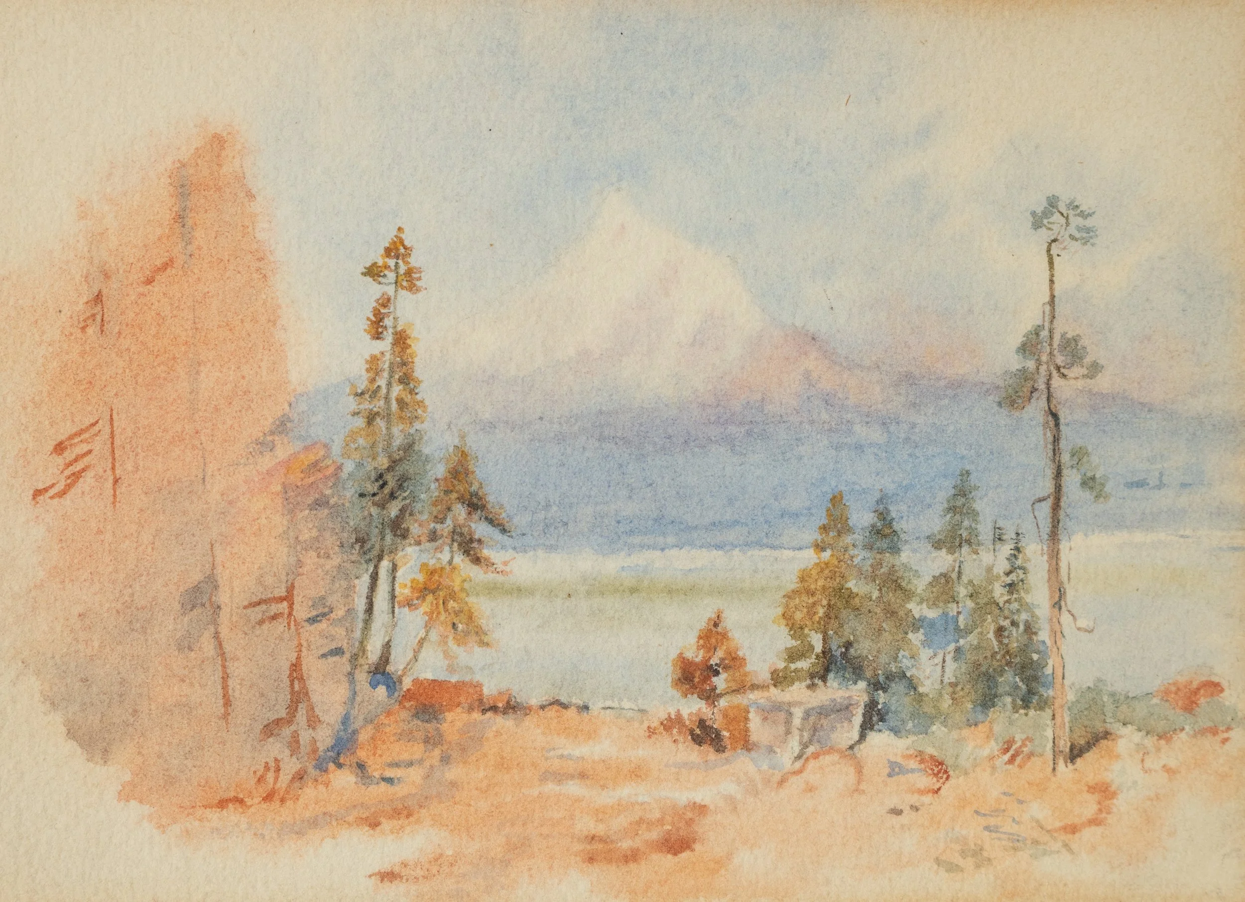 American School, Mt. Hood, c. 1890, Watercolor on Paper, 4.5" x 6.5", $400