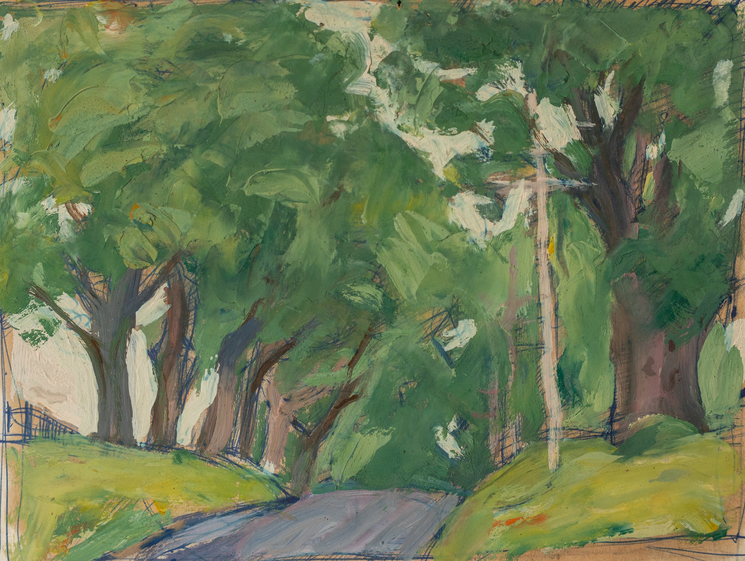 George Davidson, Road Through the Trees, Oil on Paper, 6" x 8", $250