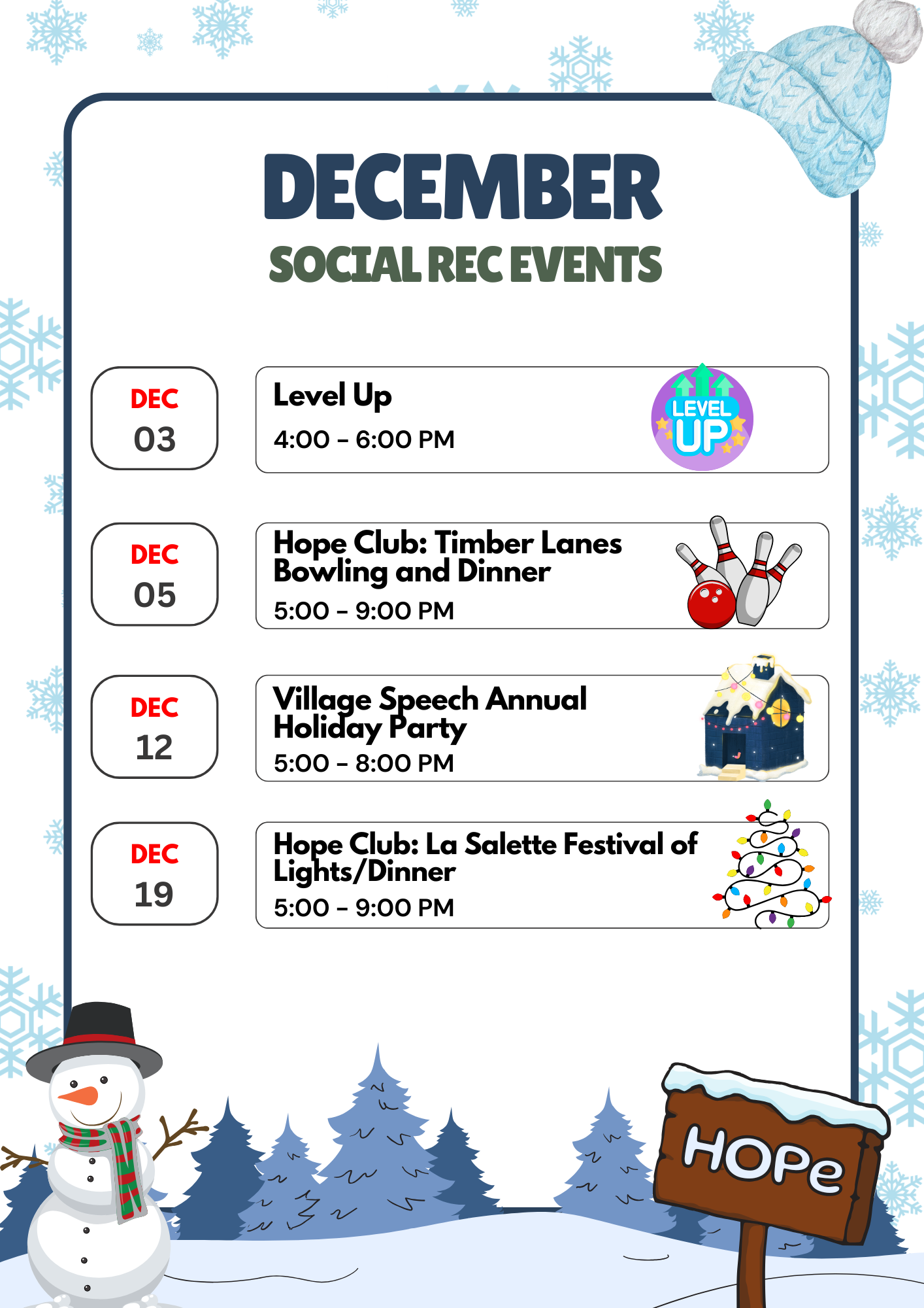 Resort December Program HOPe's DecemberโJanuary Social Recreation Activities โ House of ...