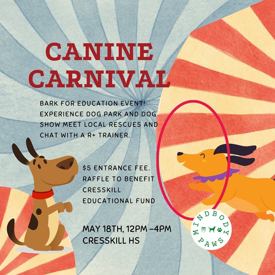 n just about an hour we will be live the Canine Carnival! Join us for a day of fun, food, laughter, and the best-behaved dogs in Bergen County. There will be dog park and dog show 🤩 face painting, live music and more. We are giving away a treat bag,
