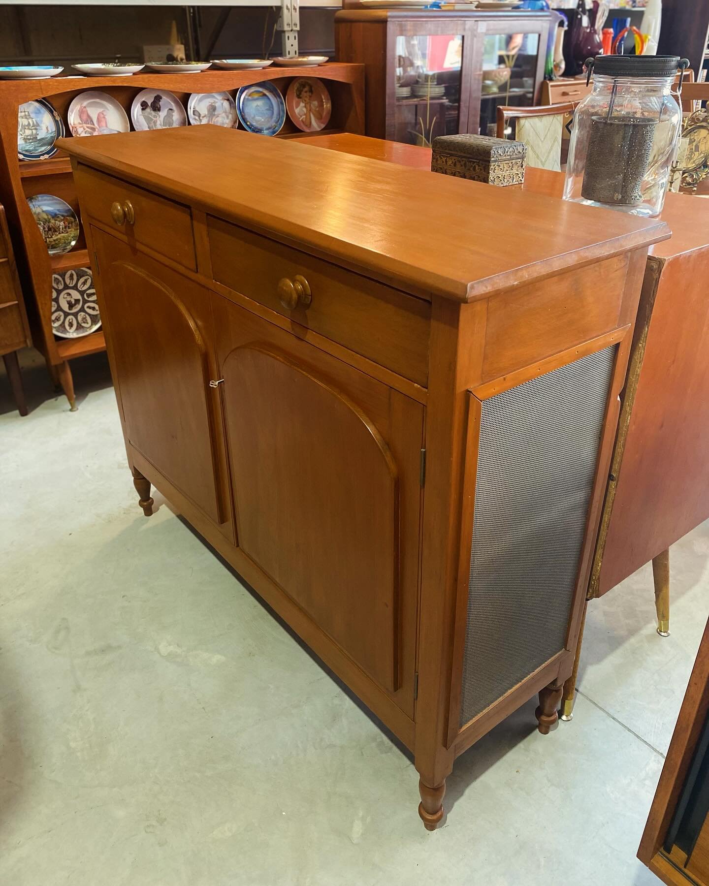 Depression Era Sideboard

Stylish and functional slimline sideboard with lateral mesh inserts
Two drawers over two large storage cupboards with shelf

Fully restored and in store now

121cm wide
37cm deep
98cm high

$380

Open Thurs to Sat 10-3

#mid