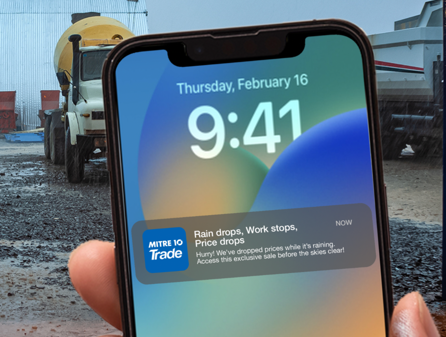 Rain drops, work stops, price drops