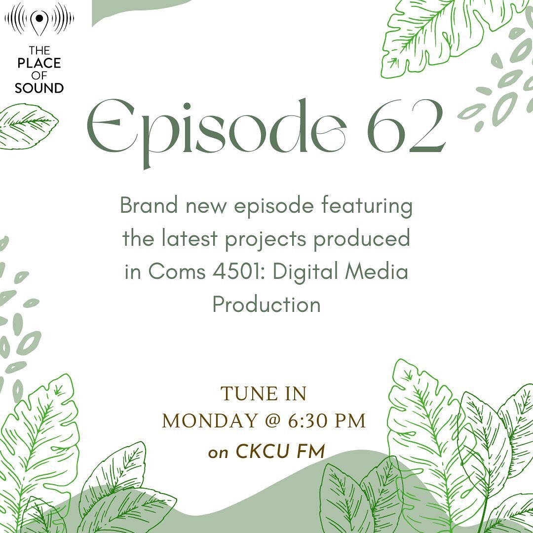 Brand new episode dropping this Monday! Tune in for an immersive audio experience 🌿🎧💚
&bull;
&bull;
&bull;
&bull;
&bull;
&bull;
&bull;
&bull;
&bull;
&bull;
&bull;
&bull;
&bull;
#radio #radiocanada #ckucfm #ottawa #sound #theplaceofsound #carletonu