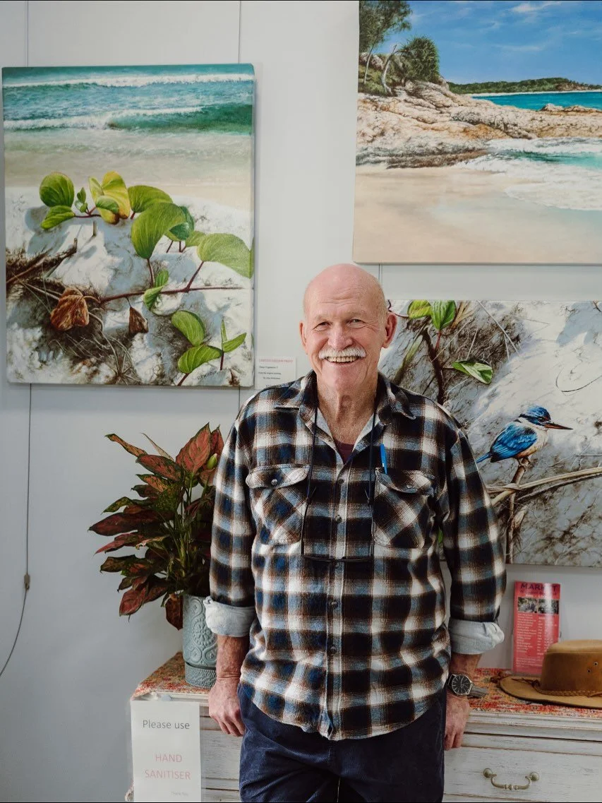 🎨 STOP 15 

Macca&rsquo;s Back on the Straddie Arts Trail!

Island favourite Alan McKinnon returns with his stunning realist paintings that capture Minjerribah &mdash; from rolling seascapes and serene bushland to everyday island still-life scenes ?