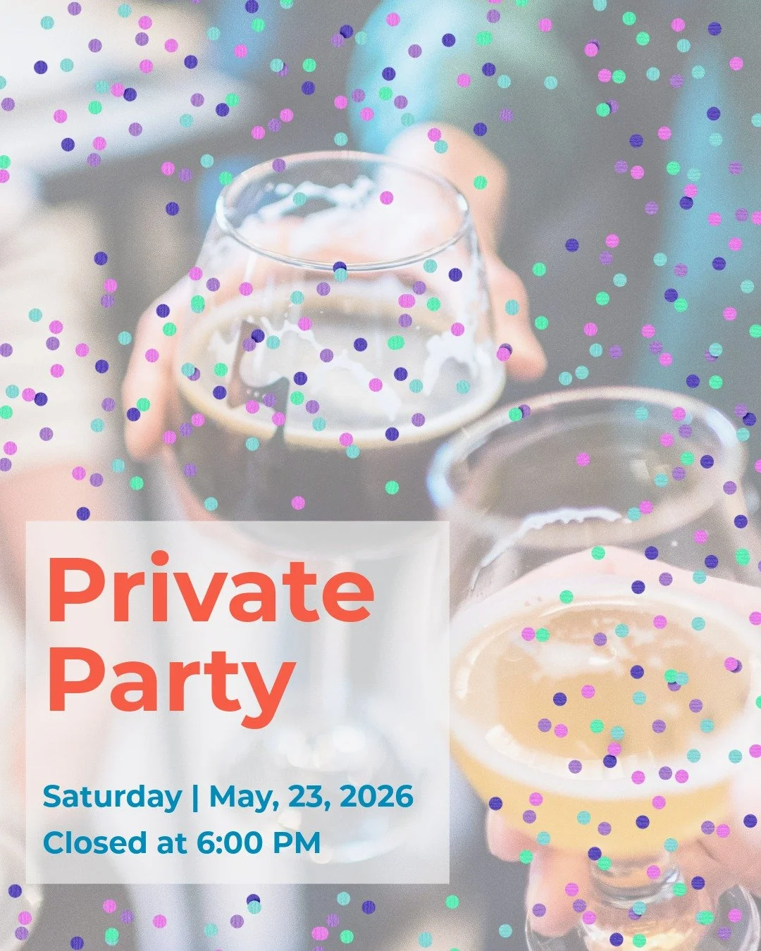 Heads up, friends. High Side will be closing early today at 6 PM for a private party.

Thank you for your understanding as we host this special event. If you are planning to stop by, please come see us before 6 PM.

We appreciate your support and loo