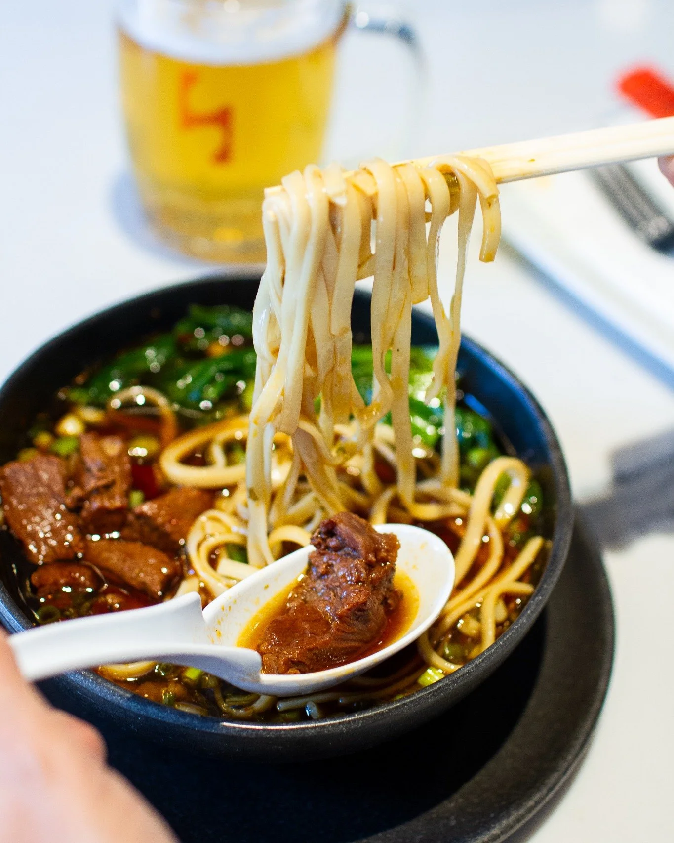 The weather is starting to cool down, which means Beef Noodle Soup season is officially here.

Our Taiwanese Beef Noodle Soup 牛肉麵 is the kind of bowl made for cooler days. Wheat noodles, tender slow-braised beef, bok choy, and pickled mustard greens,