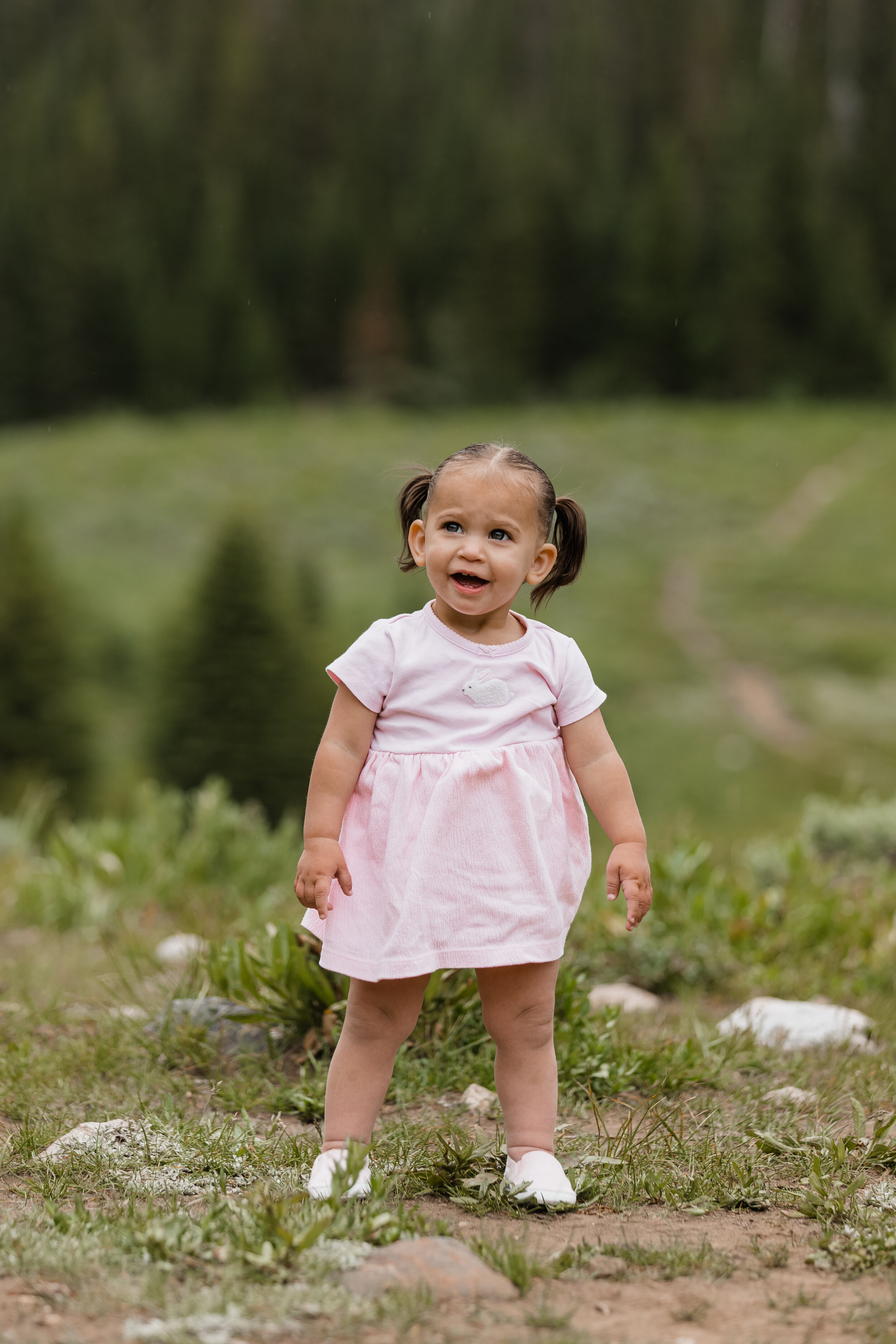 family photo session in big cottonwood canyon at donut falls trailhead in Utah 