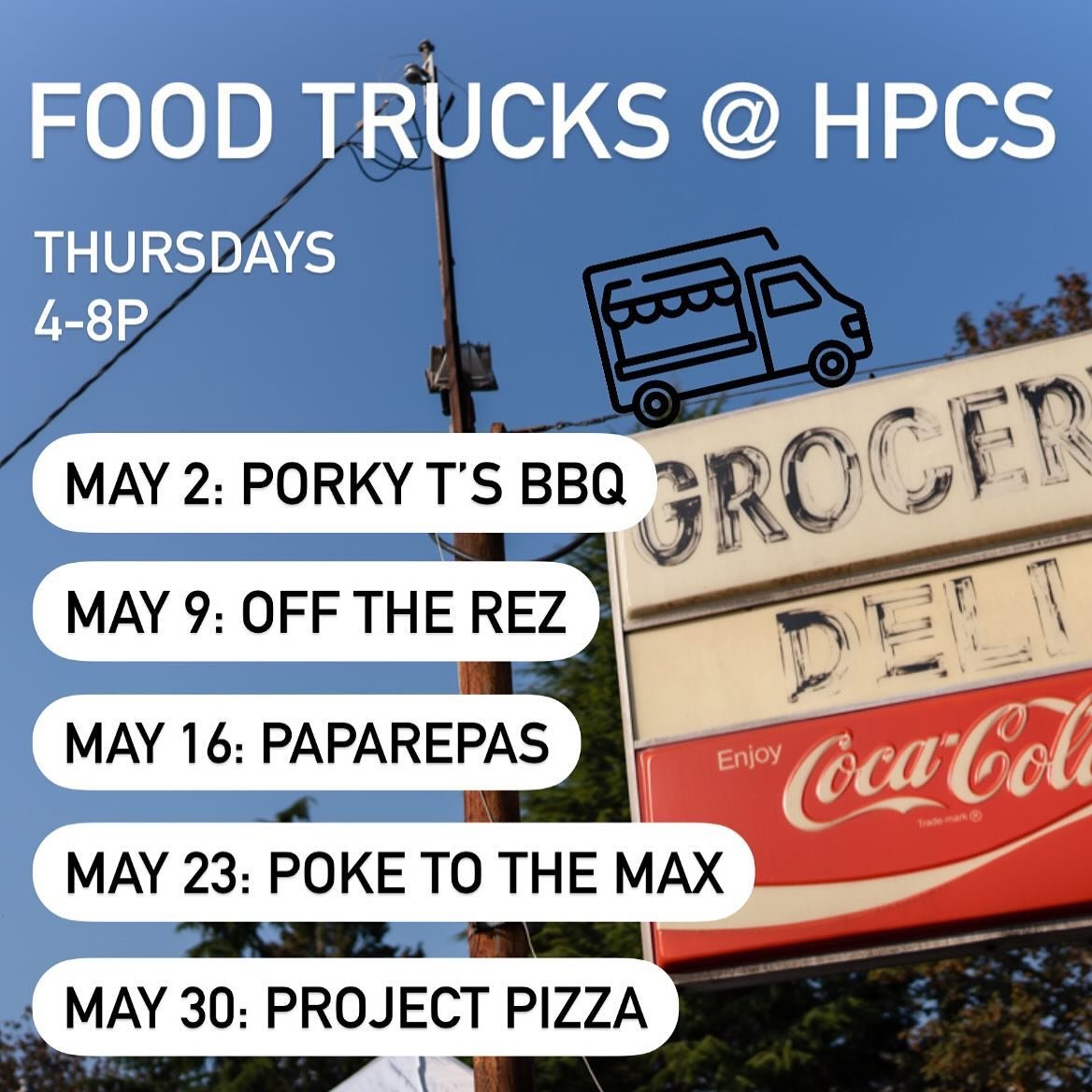 May&rsquo;s food truck line up is here! And this month we get a bonus 5th Thursday 🙌 Food trucks pop up at the Corner Store every Thursday from 4-8pm 

#foodtruck #supportlocalbusinesses #thursdaydinnerideas #highlandpark #cornerstore #westseattle