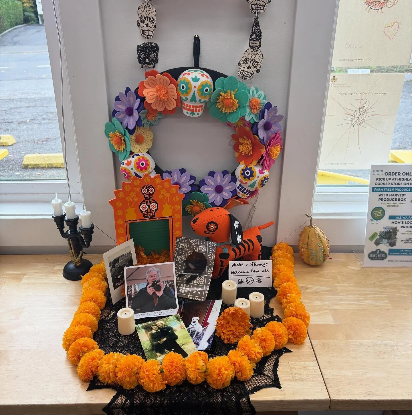 Our community Día de Muertos altar is set up in the store! Feel free to bring photos and offerings - it will be up through November 2nd. 
#díademuertos #highlandpark #cornerstore #westseattle