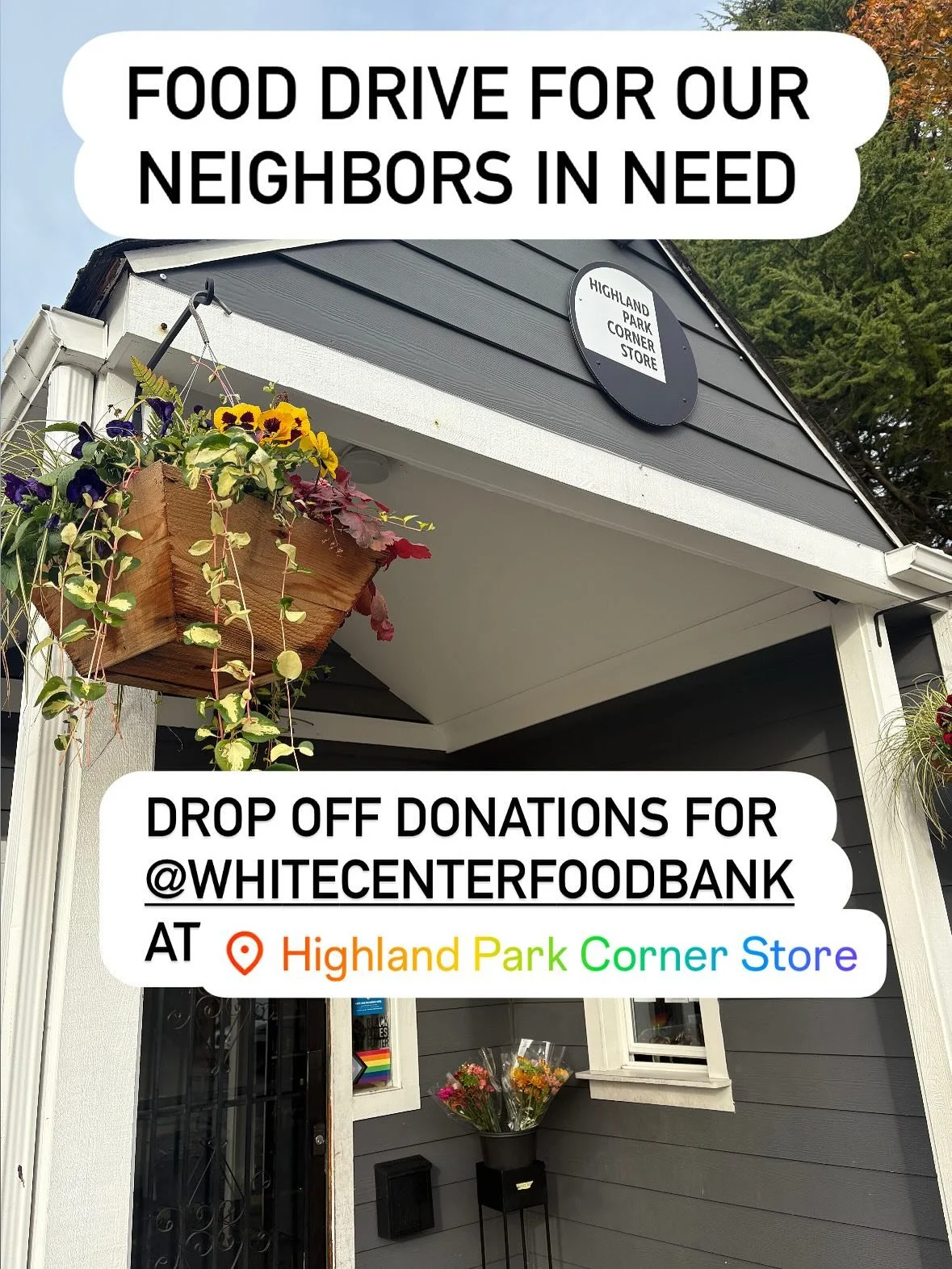 Come together and help those in our community that are facing losing their SNAP benefits. Drop off items at the corner store and we&rsquo;ll get them to @whitecenterfoodbank 

This drive will continue until benefits are restored. Swipe left to see a 